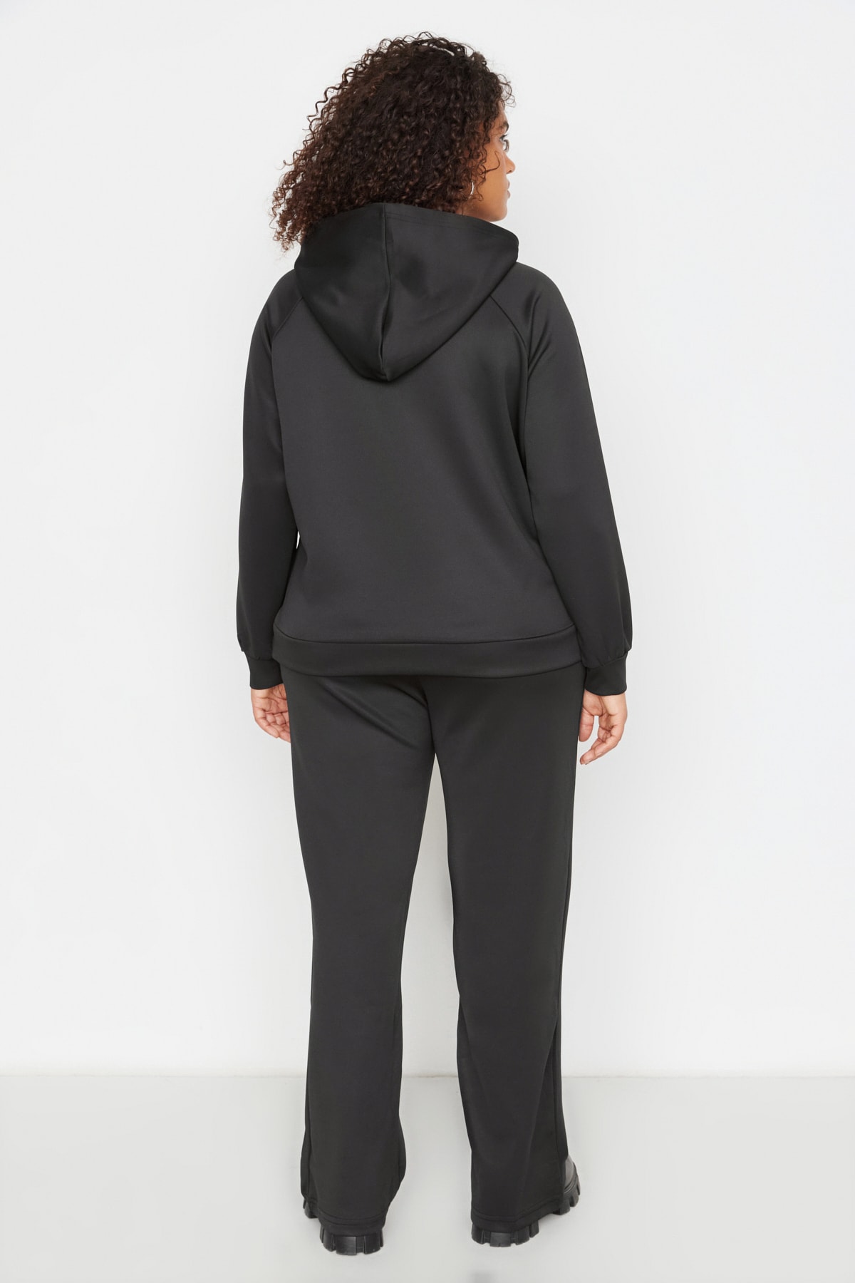 Trendyol Curve Black Scuba Knitted Top and Bottom Set
