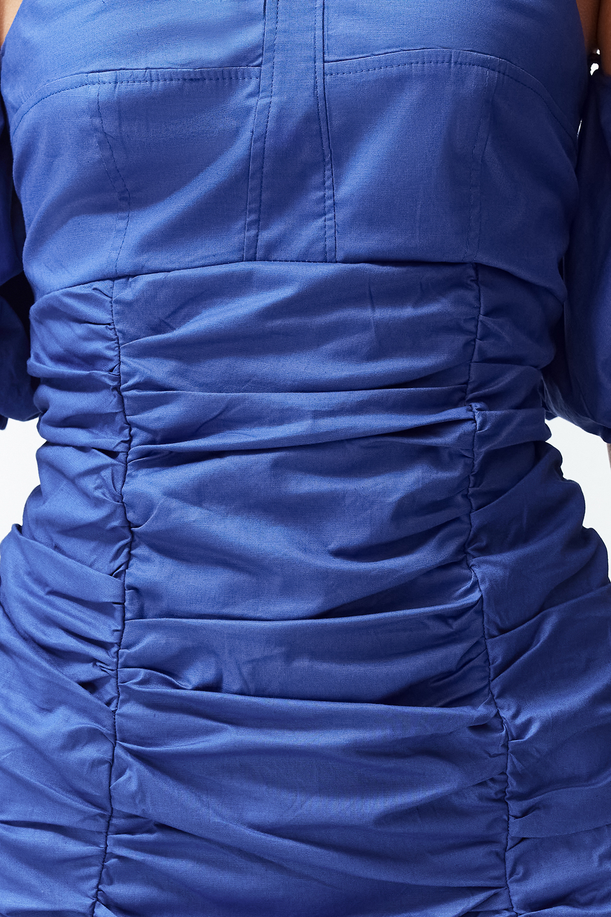 Trendyol Blue Ediție limitată drapată Mini Poplin rochie țesută rochie țesută