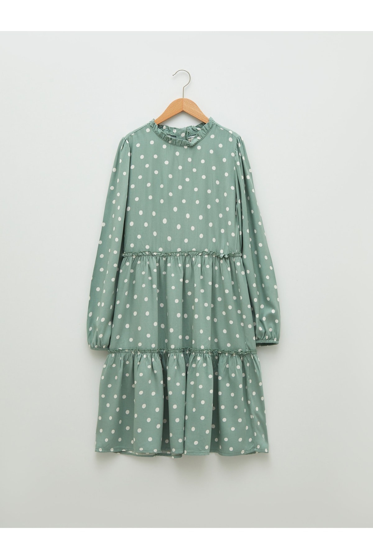 LC Waikiki Polka Dot Long Sleeve Viscose Dress For Girls