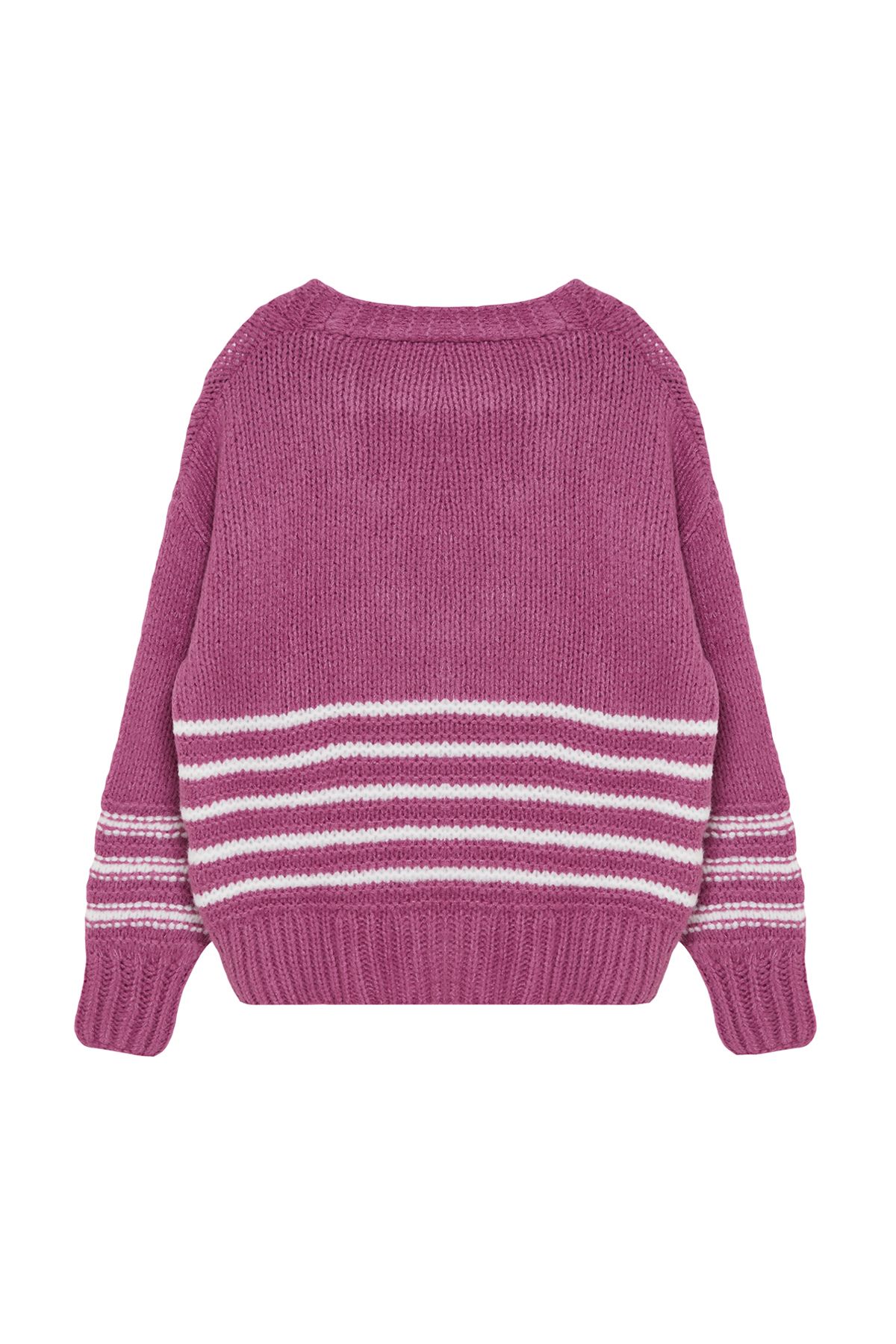 Trendyol Pink Soft Textured Striped Knitwear Cardigan