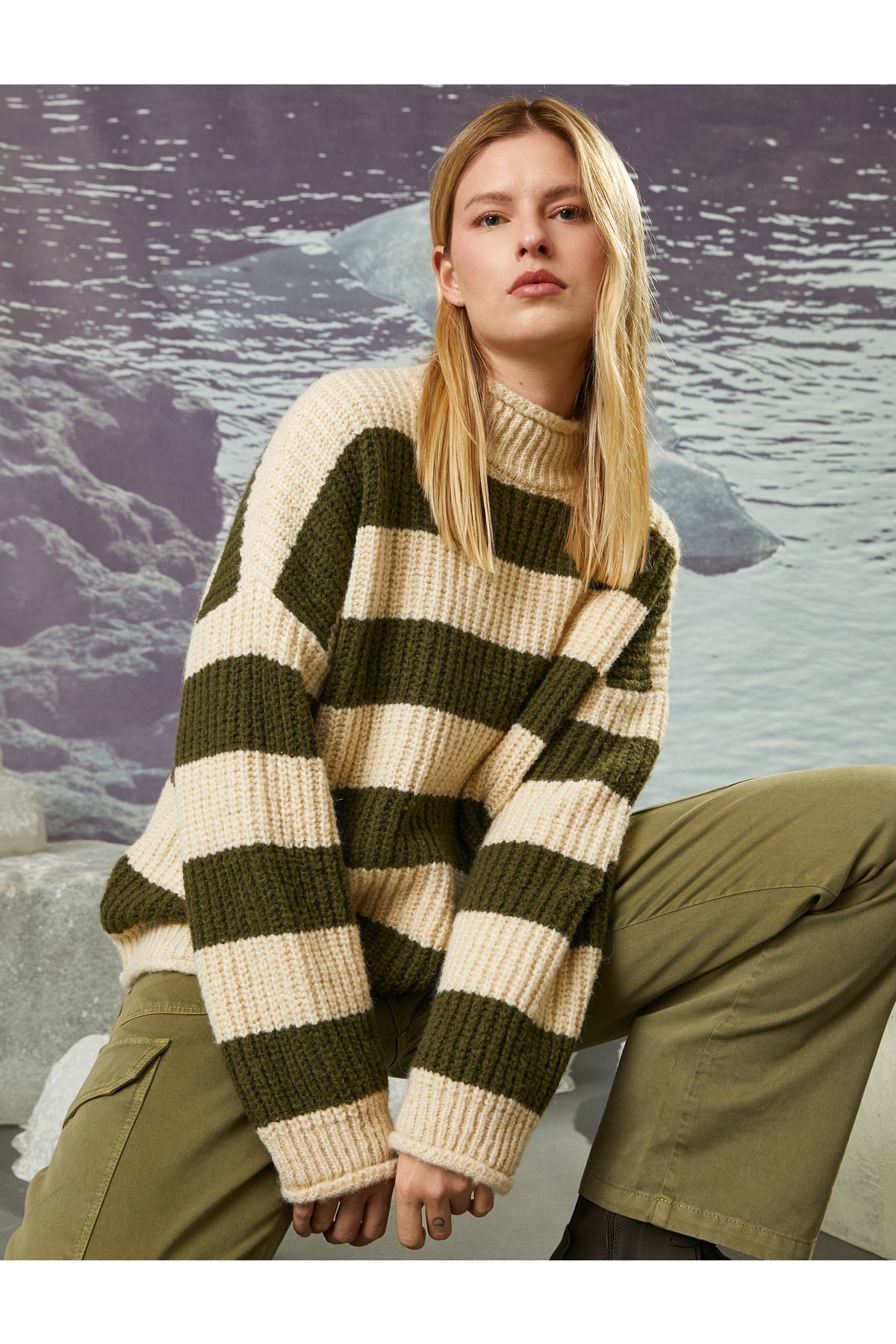 Koton Şahika Ercümen X - Turtleneck Knit Oversized Sweater