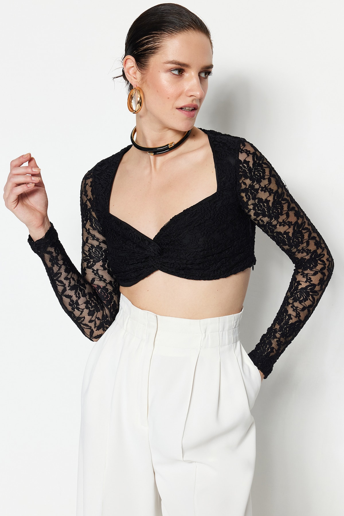 Trendyol Limited Edition Black Lace Detailed Bustier