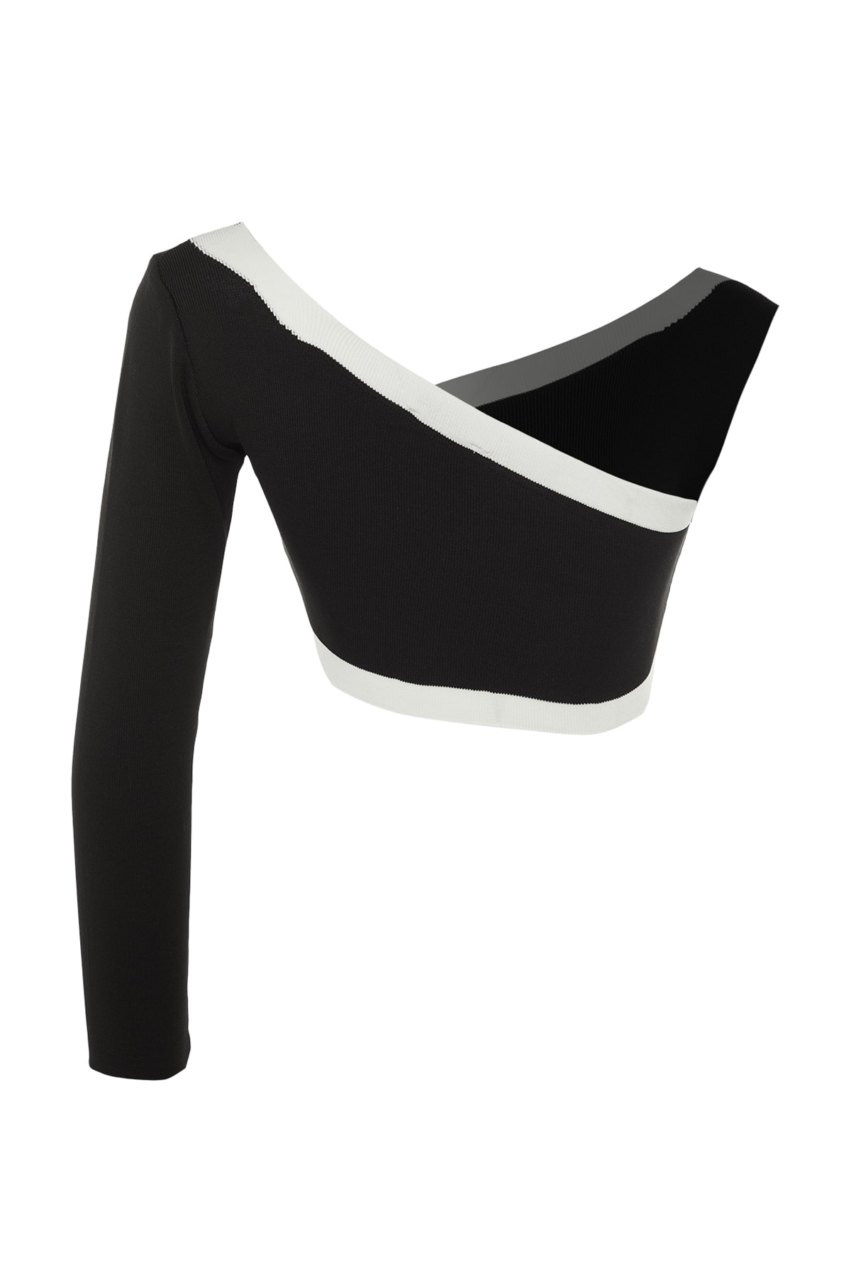Trendyol Black Crop One Shoulder Knitwear Bluza