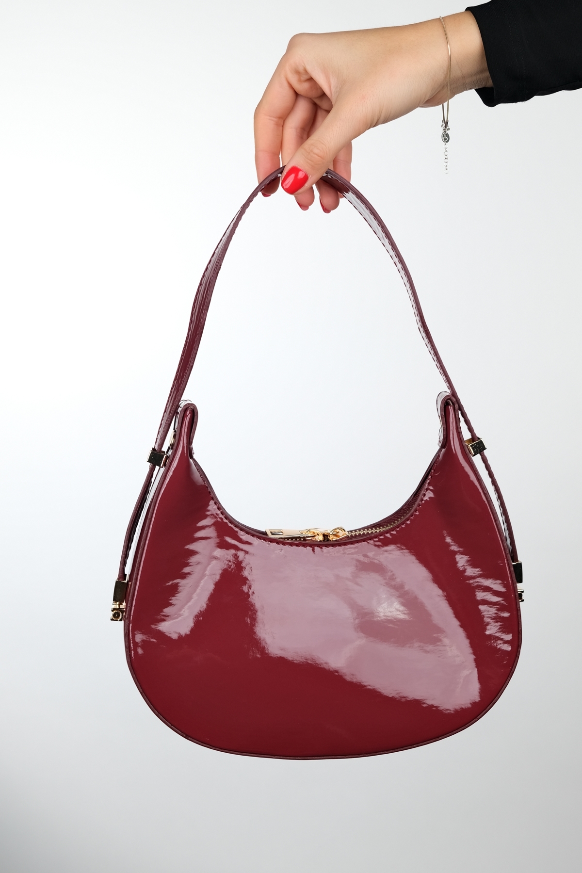 Levně LuviShoes SUVA Burgundy Patent Leather Women's Handbag