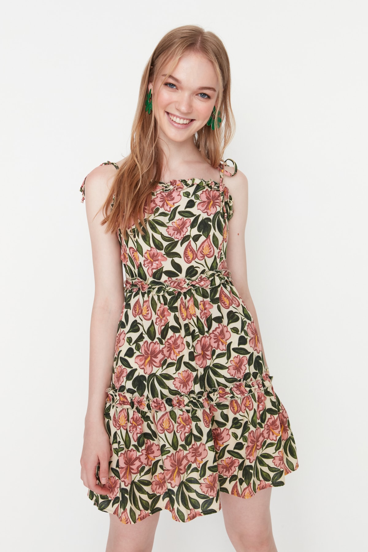 Trendyol Ecru Rope Strap Woven Dress