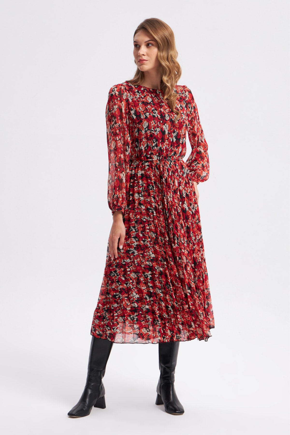 Rochie plisată cu model Gusto - portocaliu