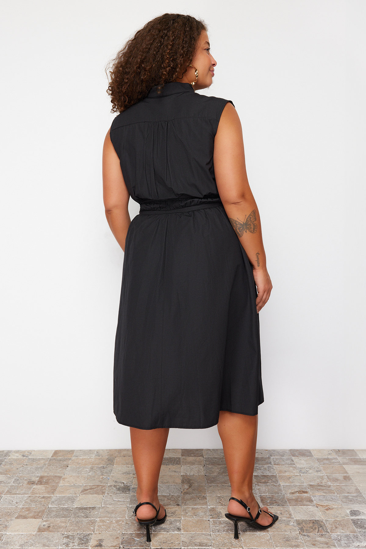Trendyol Curve Black Woven Shirt Dress