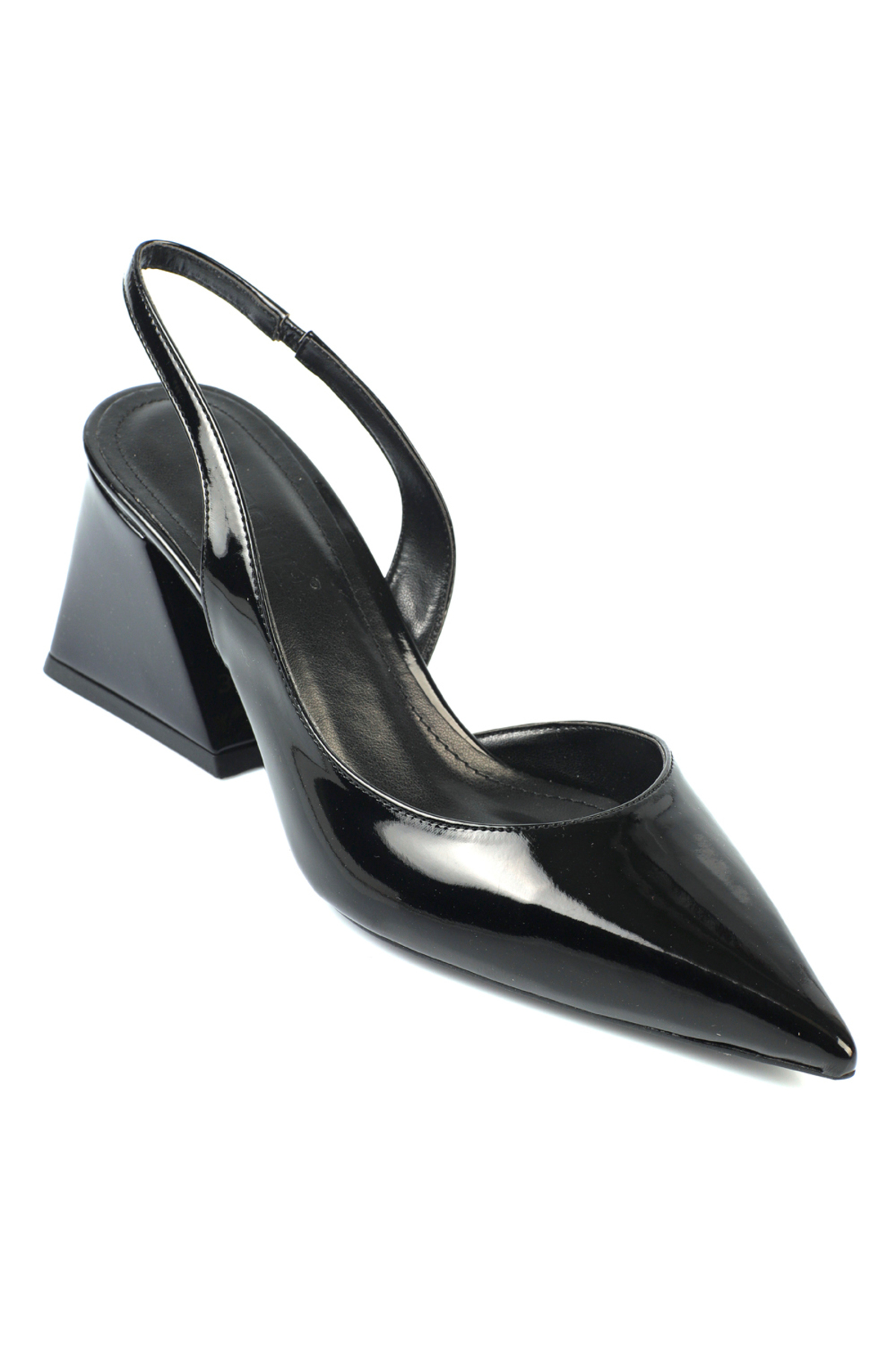 Levně Capone Outfitters Women's Open Back Pointed Toe Mid Heel Patent Leather Shoes