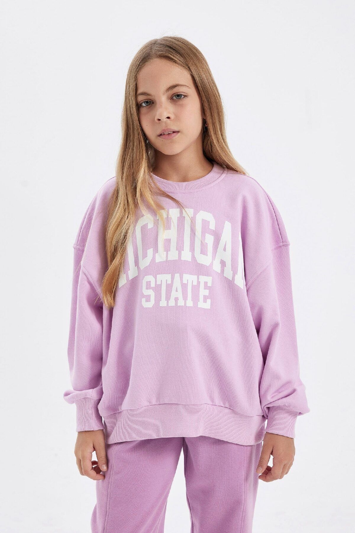 DEFACTO Girl Relax Fit Crew Neck Printed Sweatshirt