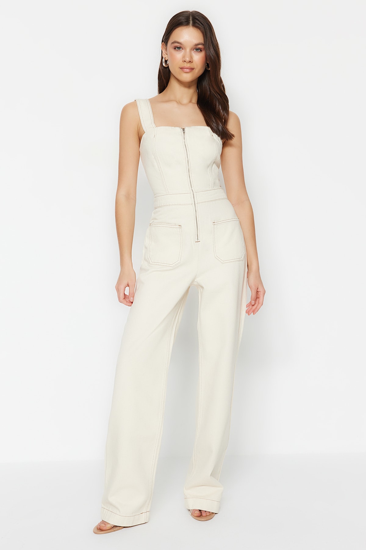 Trendyol Jumpsuit - Ecru - Relaxed fit