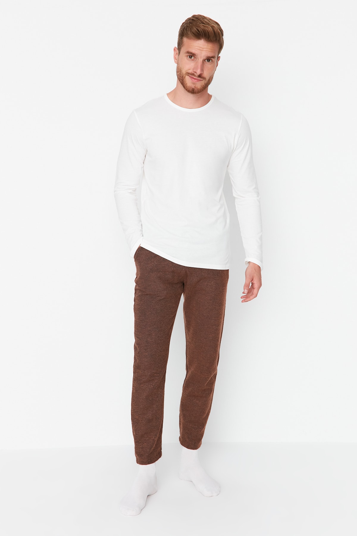 Trendyol Pajama Set - Beige - Plain