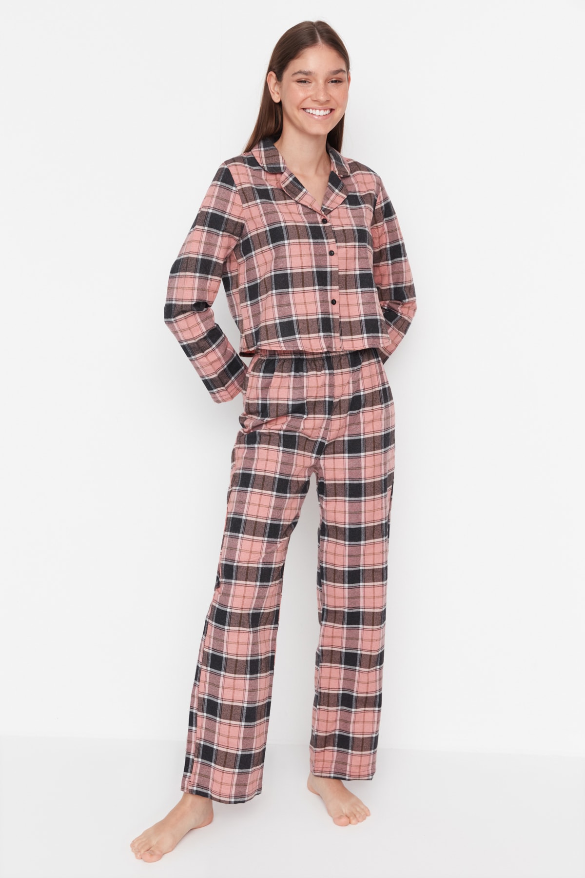 Trendyol Multicolored Shirt Collar Checkered Woven Pajamas Set