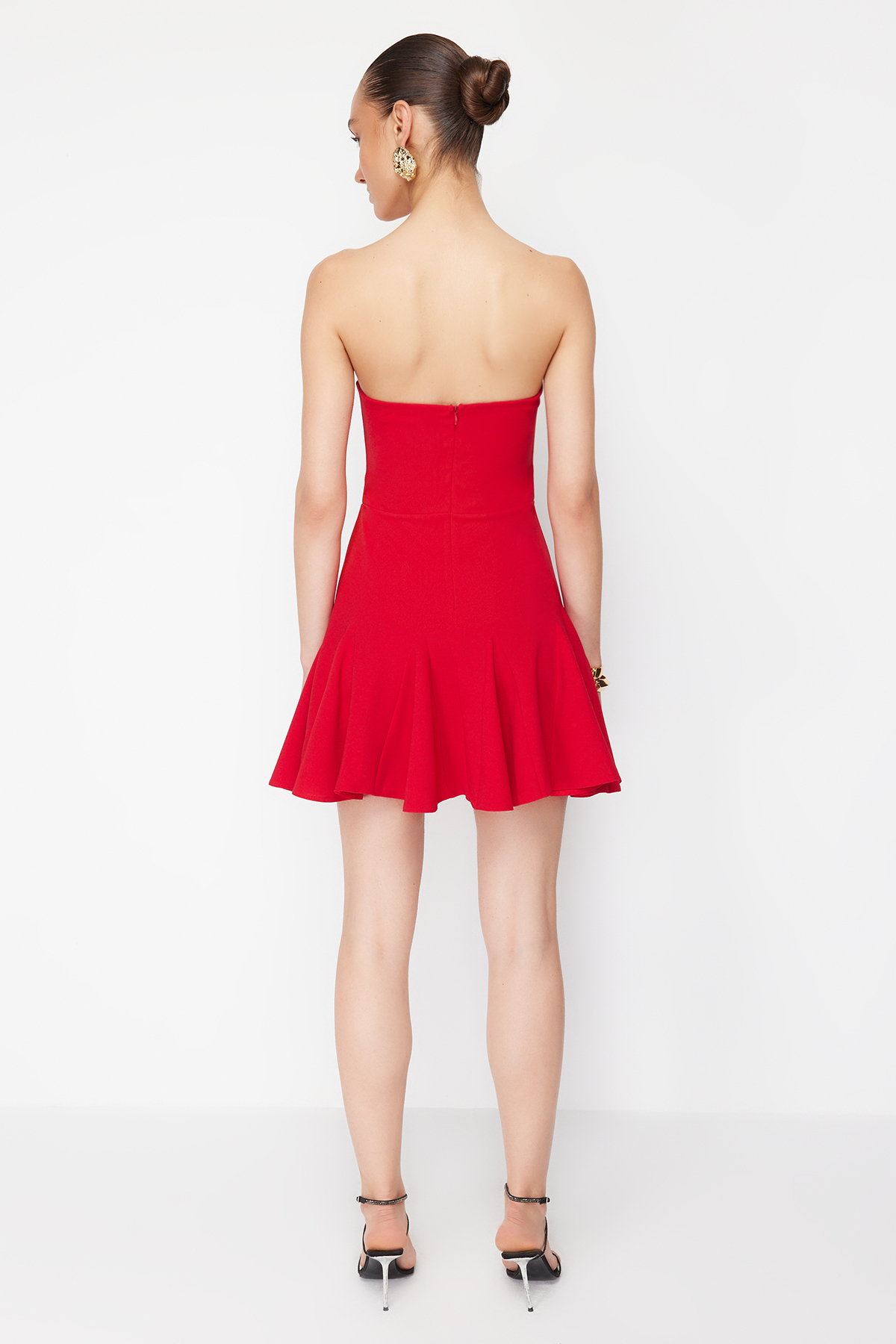 Trendyol X Zeynep Tosun Kirimiz Knitting Skirt End Flywheel Stylish Evening Dress