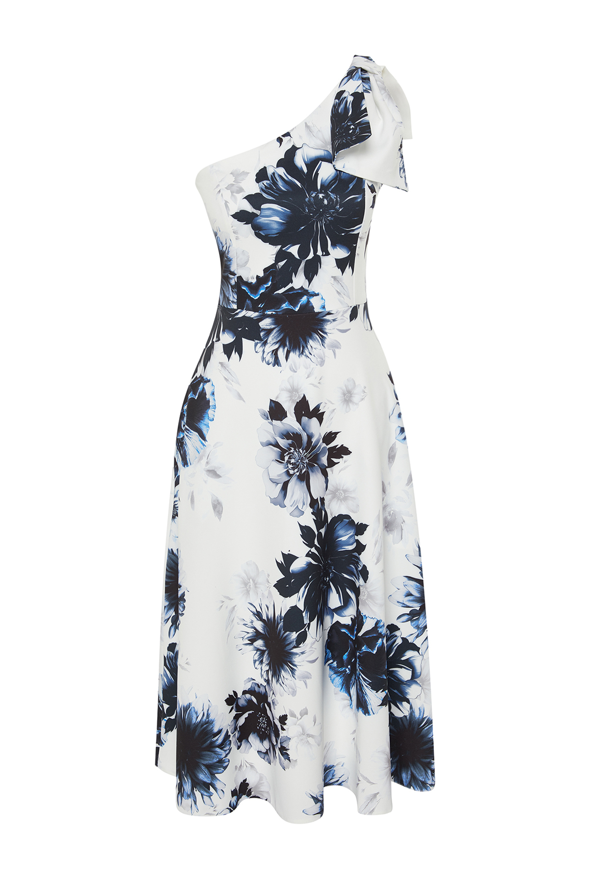 Trendyol Multicolored A-Cut Bow Detailed Woven Elegant Evening Dress