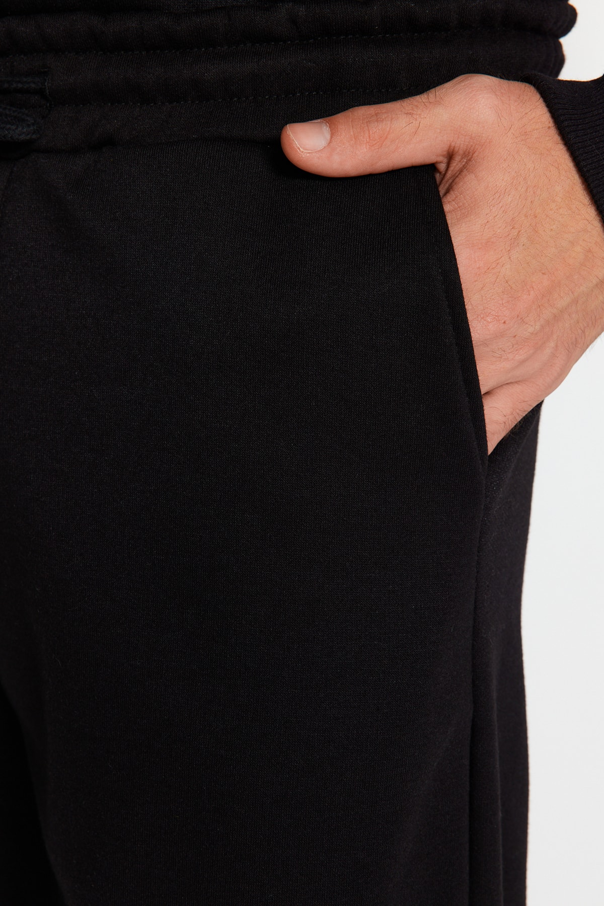 Trendyol Black Oversize/Wide Cut Hooded Fleece Inside/Warm Sweatshirt Tracksuit