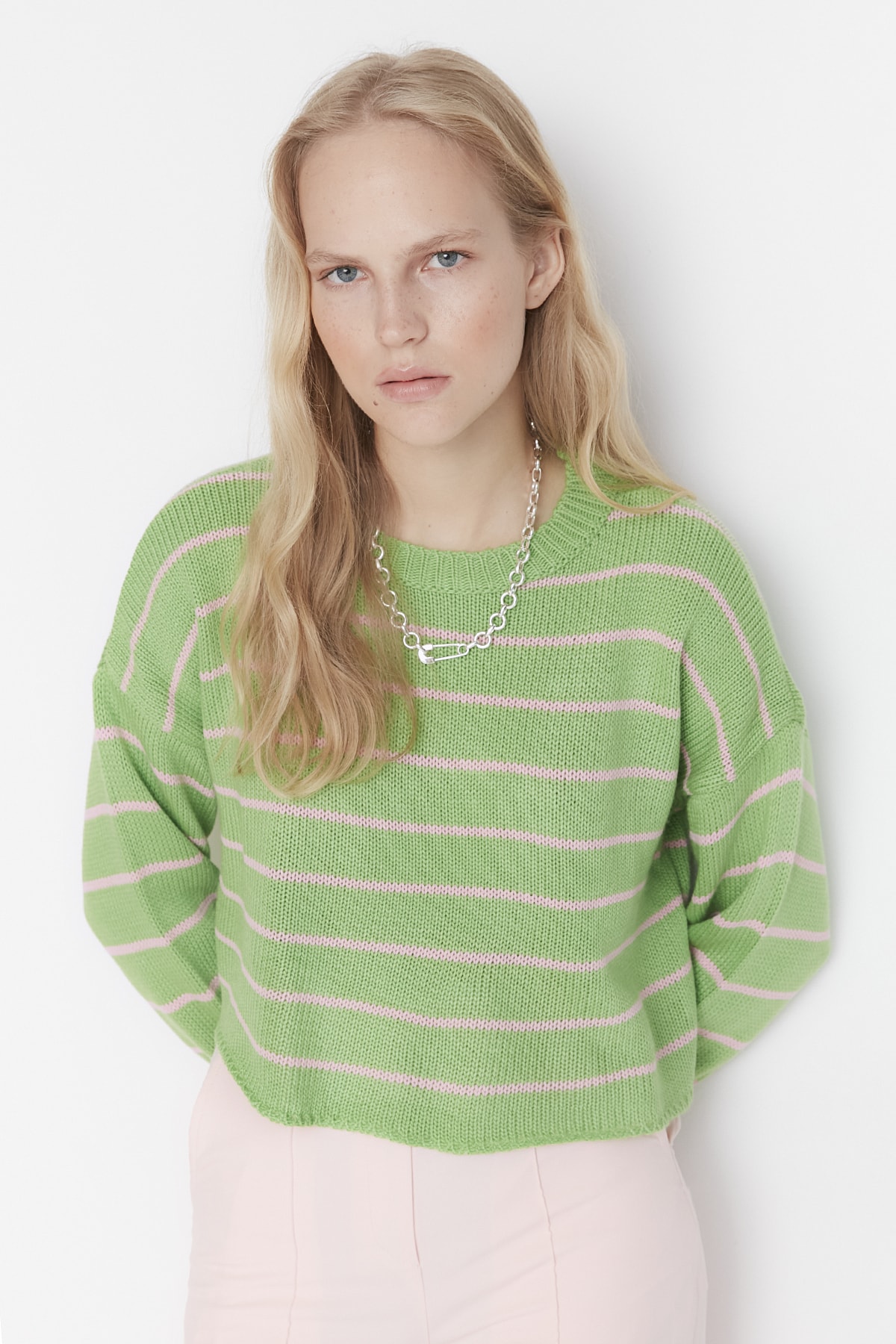 Trendyol Green Crop Knitwear Sweater
