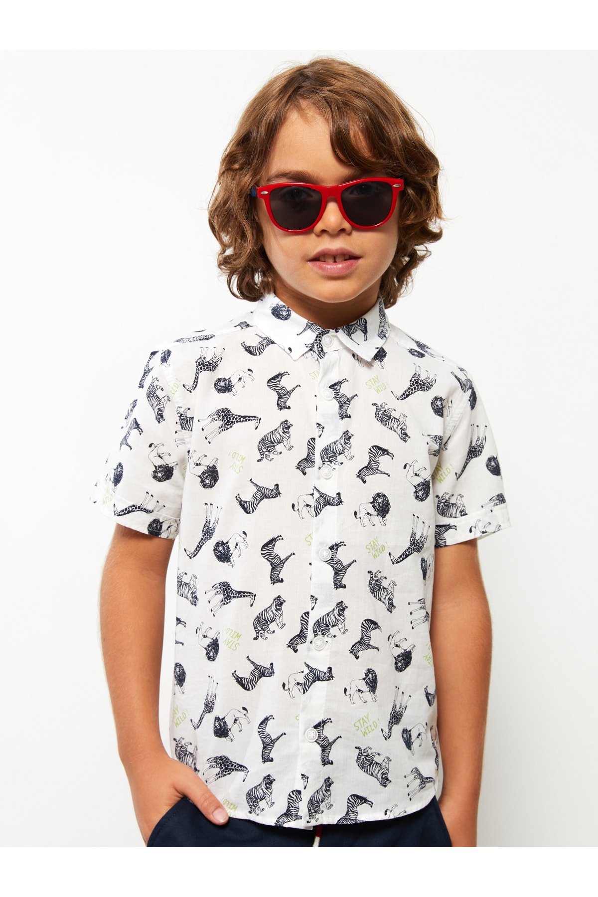 Levně LC Waikiki Patterned Short Sleeve Poplin Boy Shirts