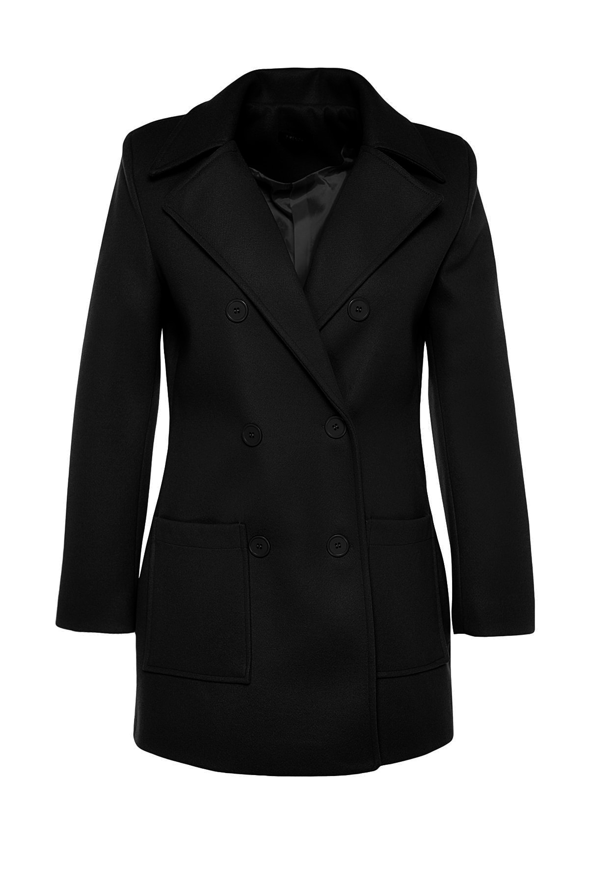 Trendyol черно щамповано палто