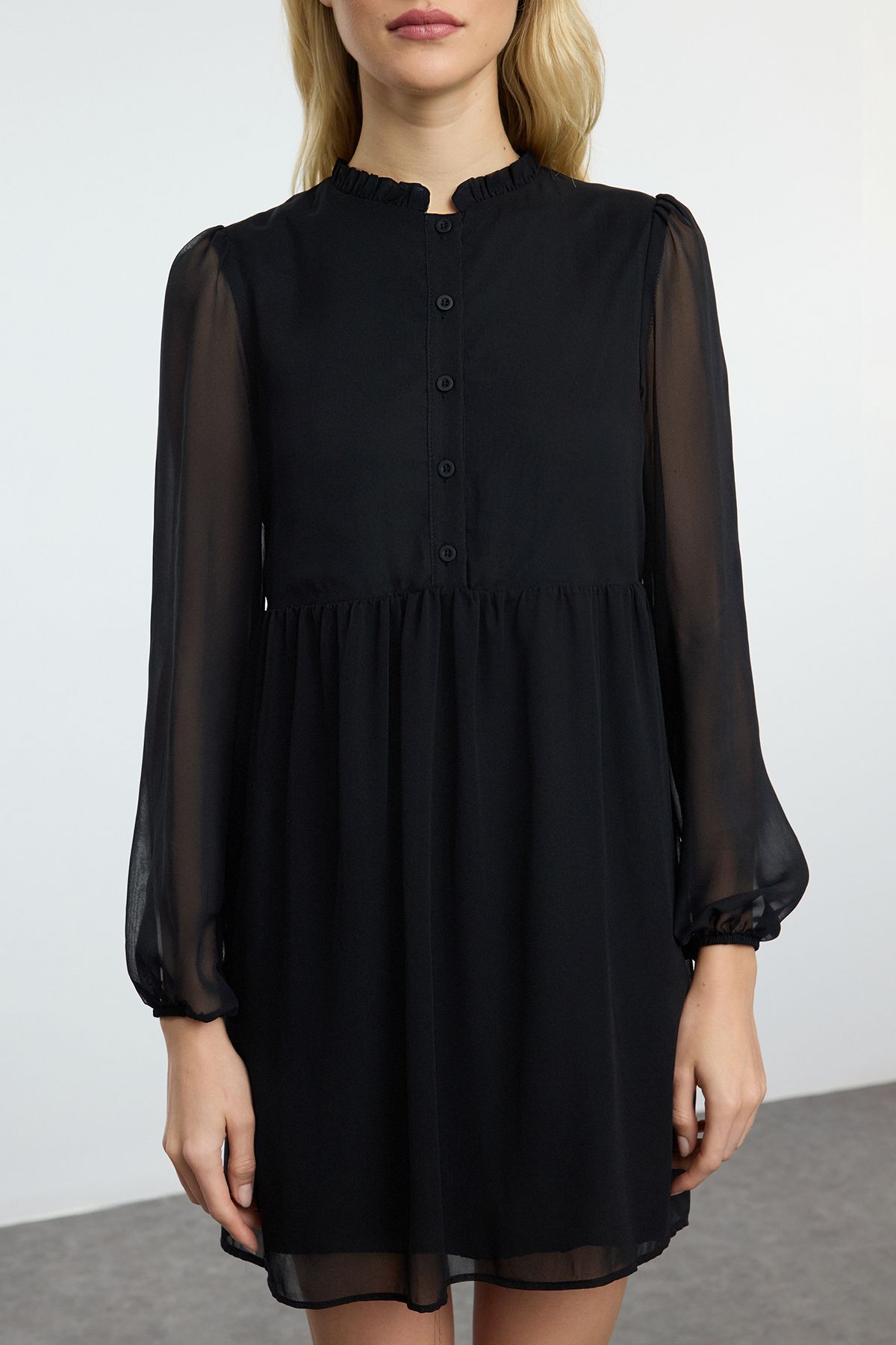 Trendyol Black Plain Woven Winter Dress