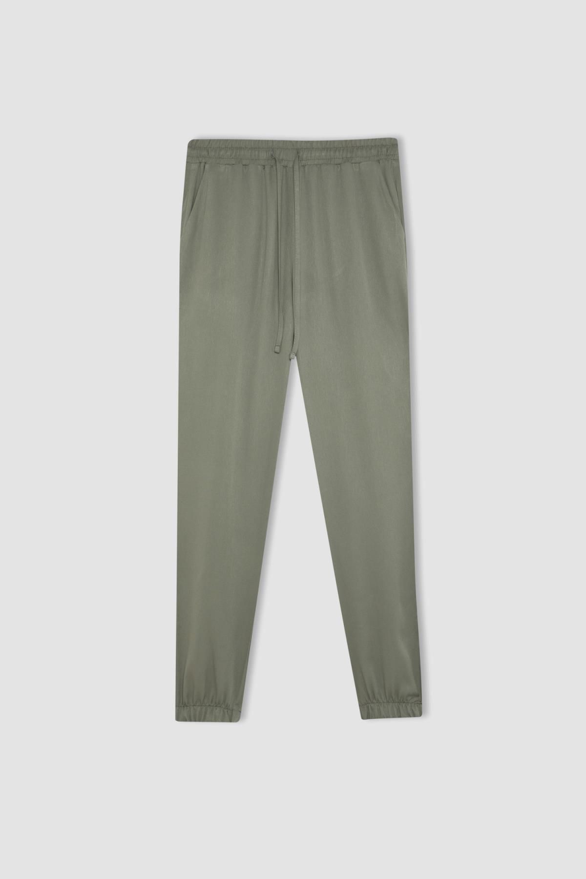 DEFACTO Normal Waist Ankle Length Viscose Trousers with Jogger Pocket