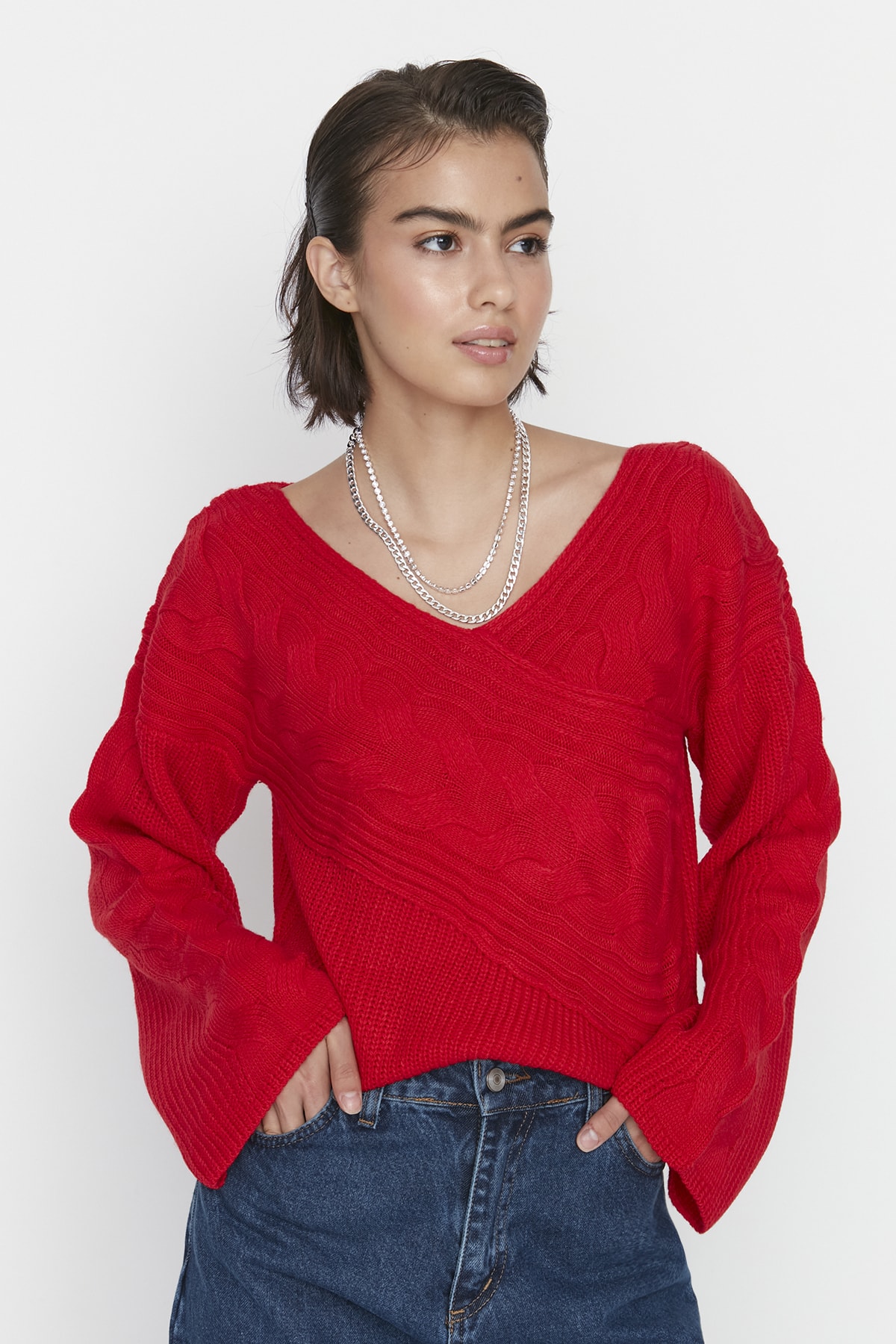 Trendyol Sweater - Red - Regular fit
