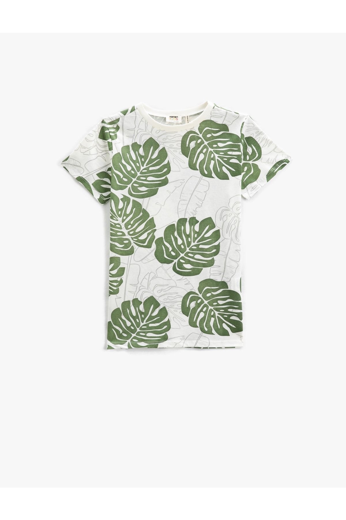 Koton T-Shirt Palm Printed Short Sleeve Crew Neck