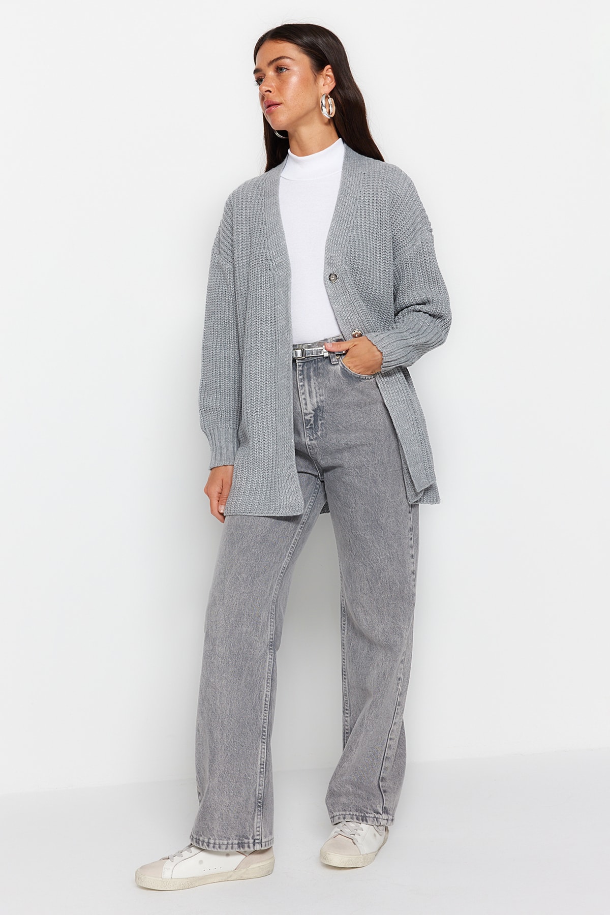 Trendyol Cardigan - Gray - Relaxed fit