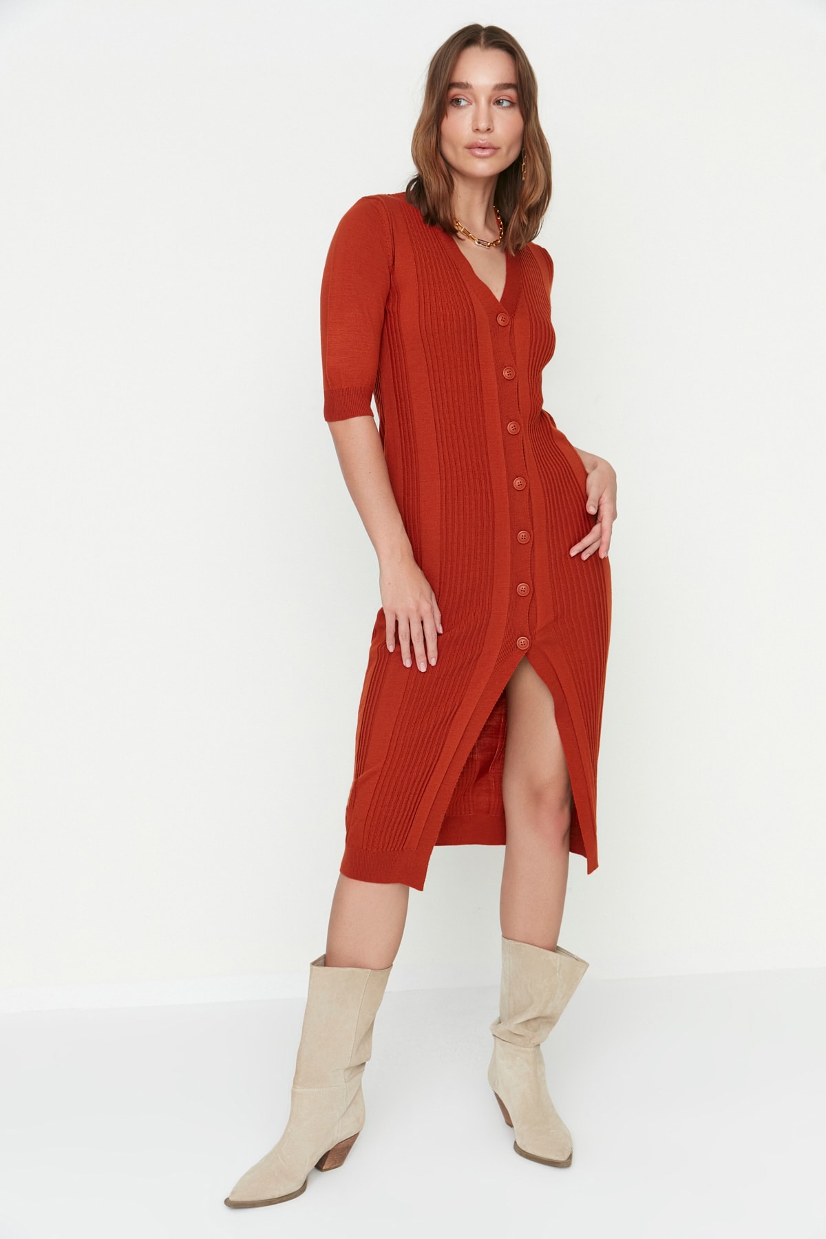 Trendyol Dress - Brown - Basic