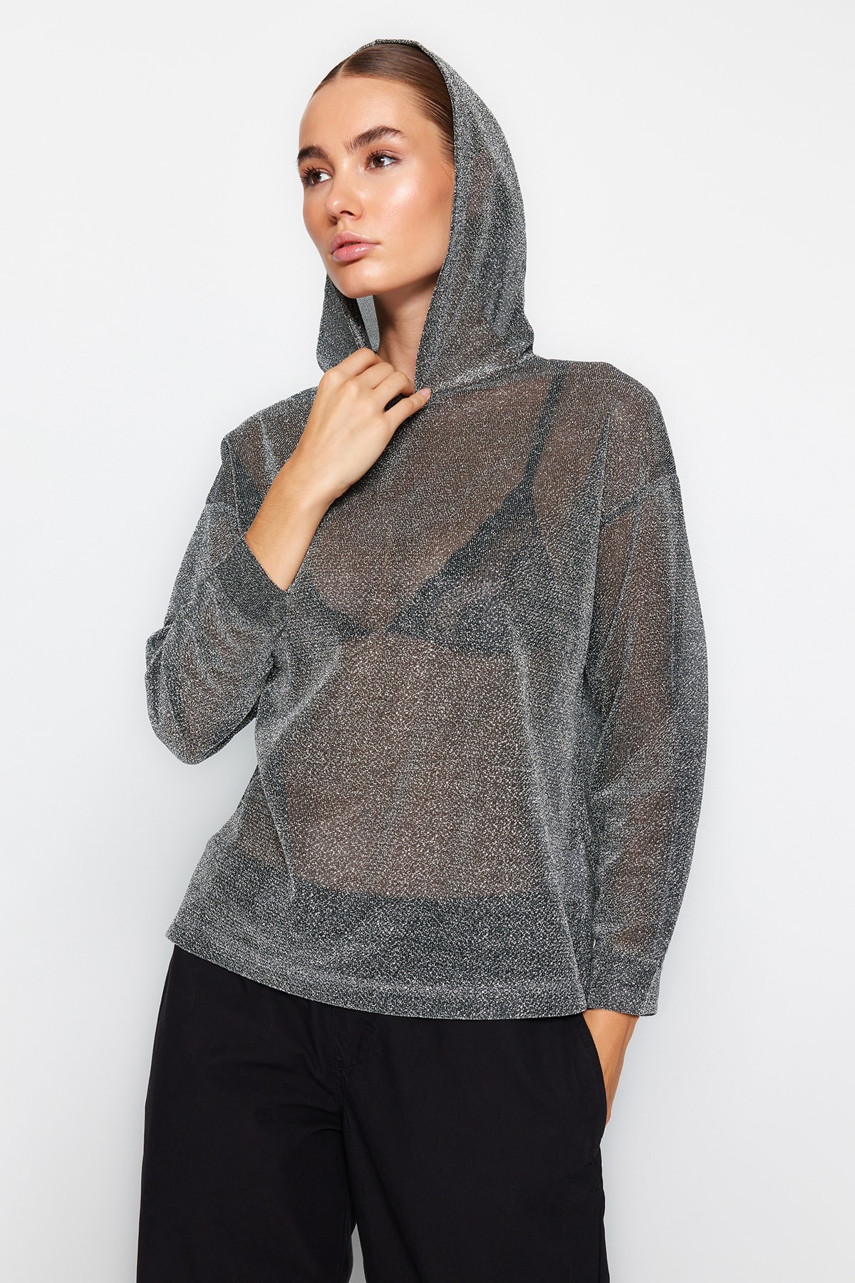 Trendyol Sweatshirt - Black - Oversize