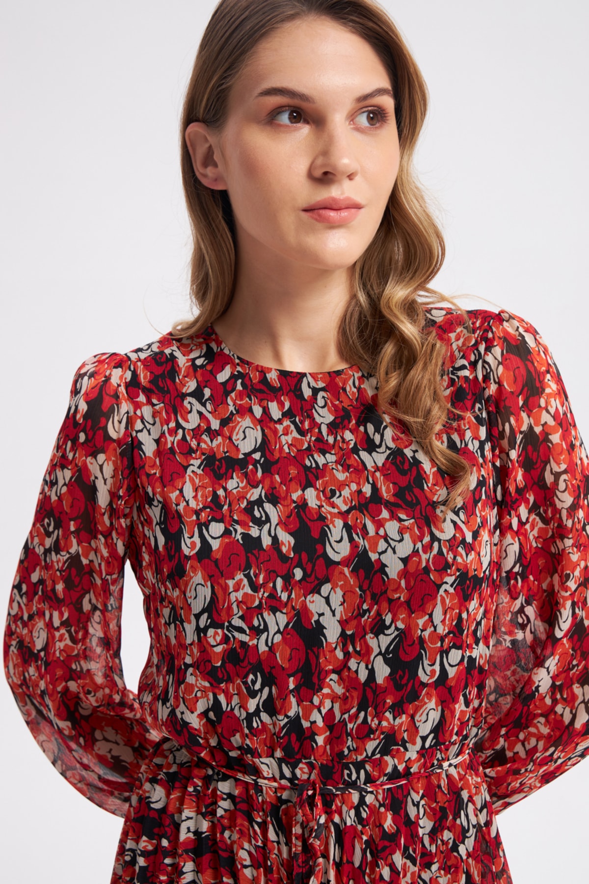 Rochie plisată cu model Gusto - portocaliu