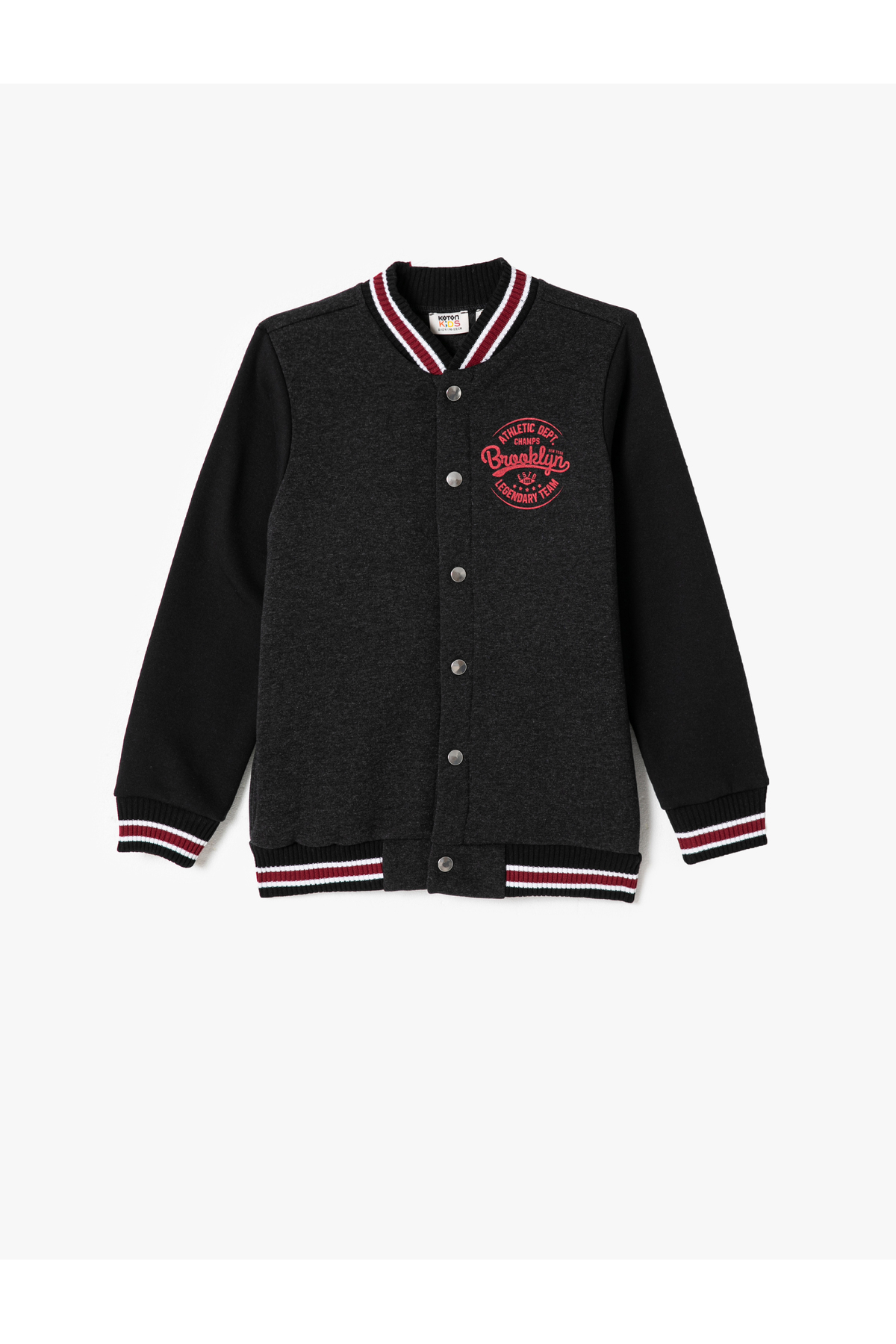 Koton College Jacket with Snap Buttons Printed