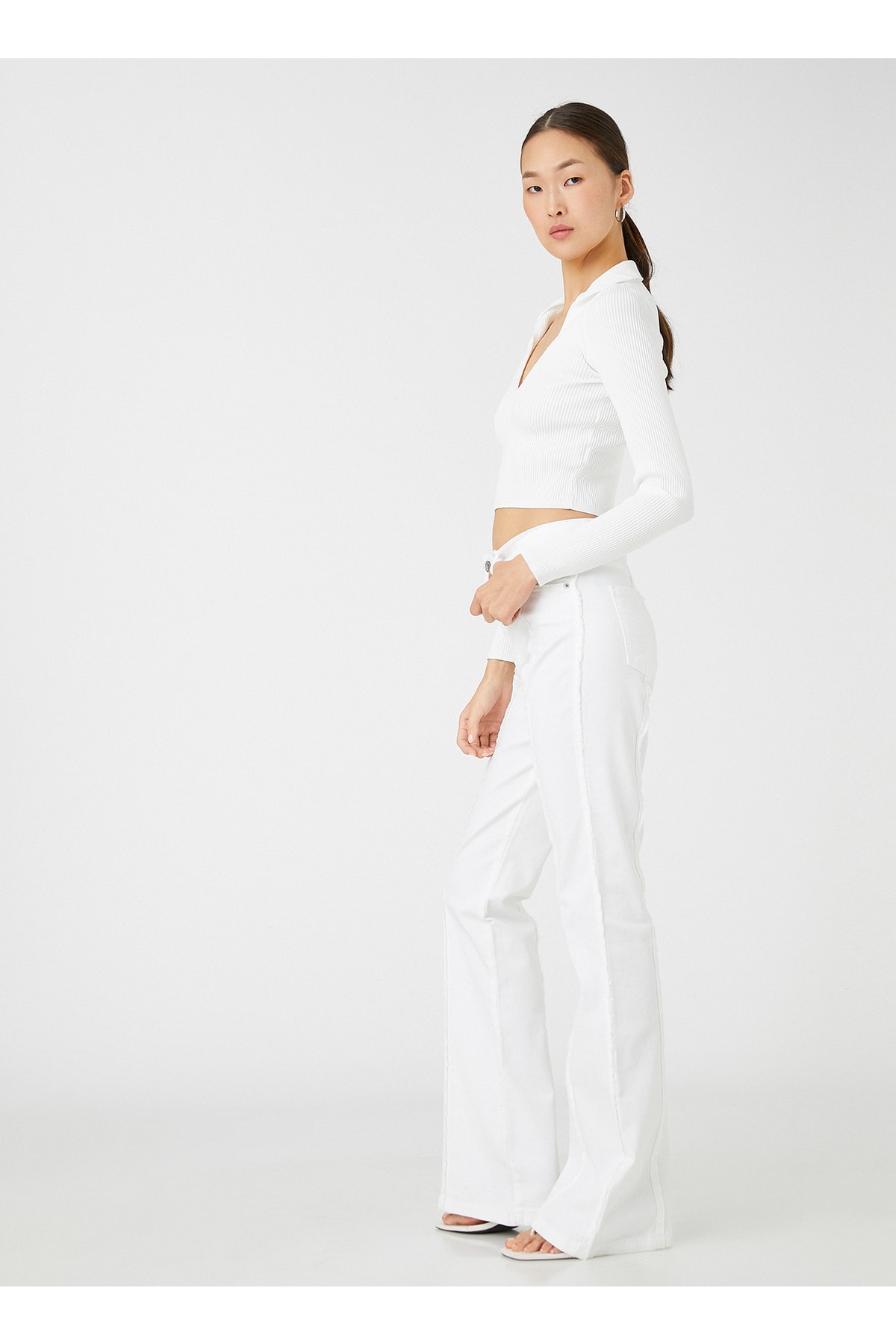 Koton Normal Waist Standard White Women's Trousers 3sal40008mw