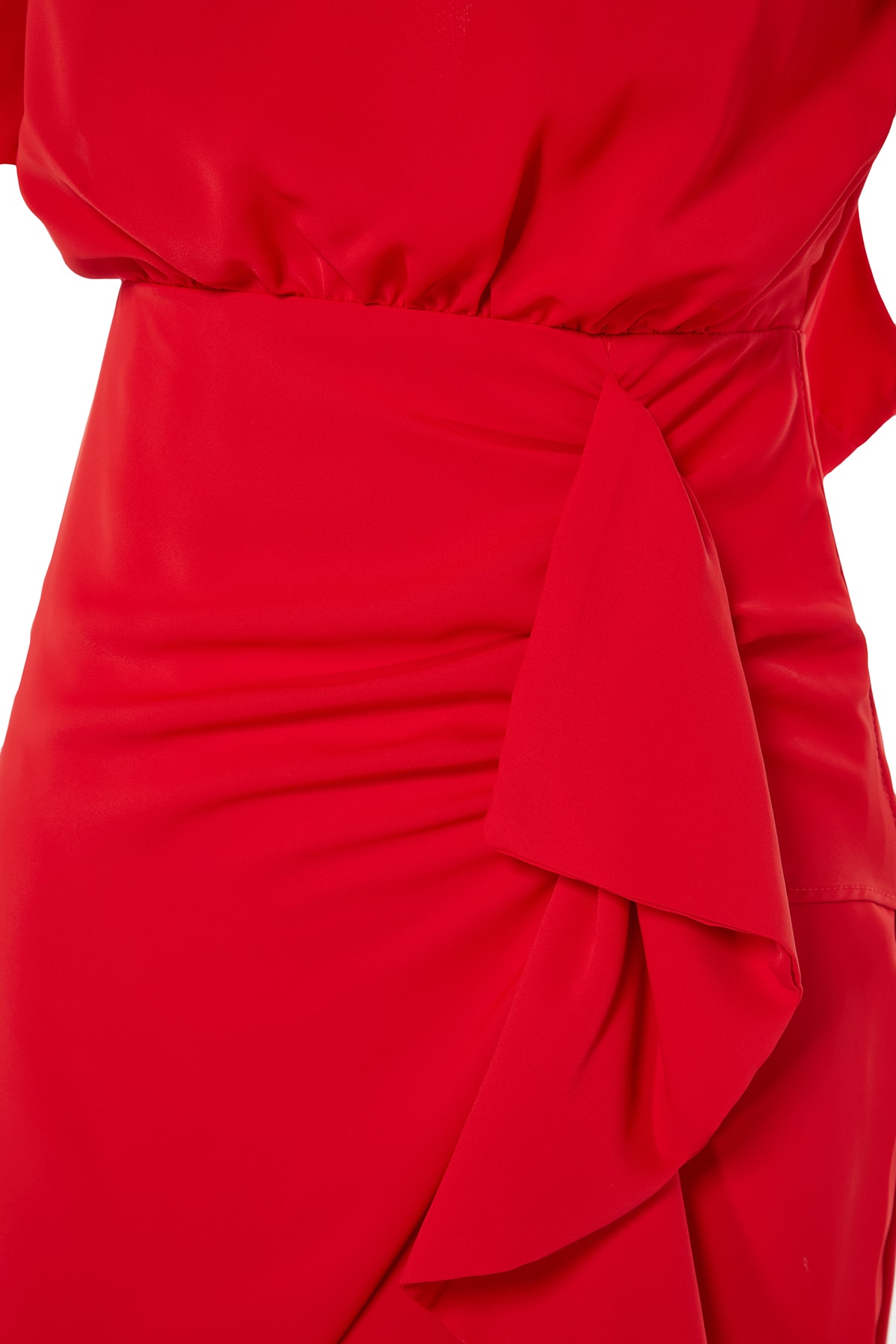 Rochie de seara detaliata Trendyol Red Shirring