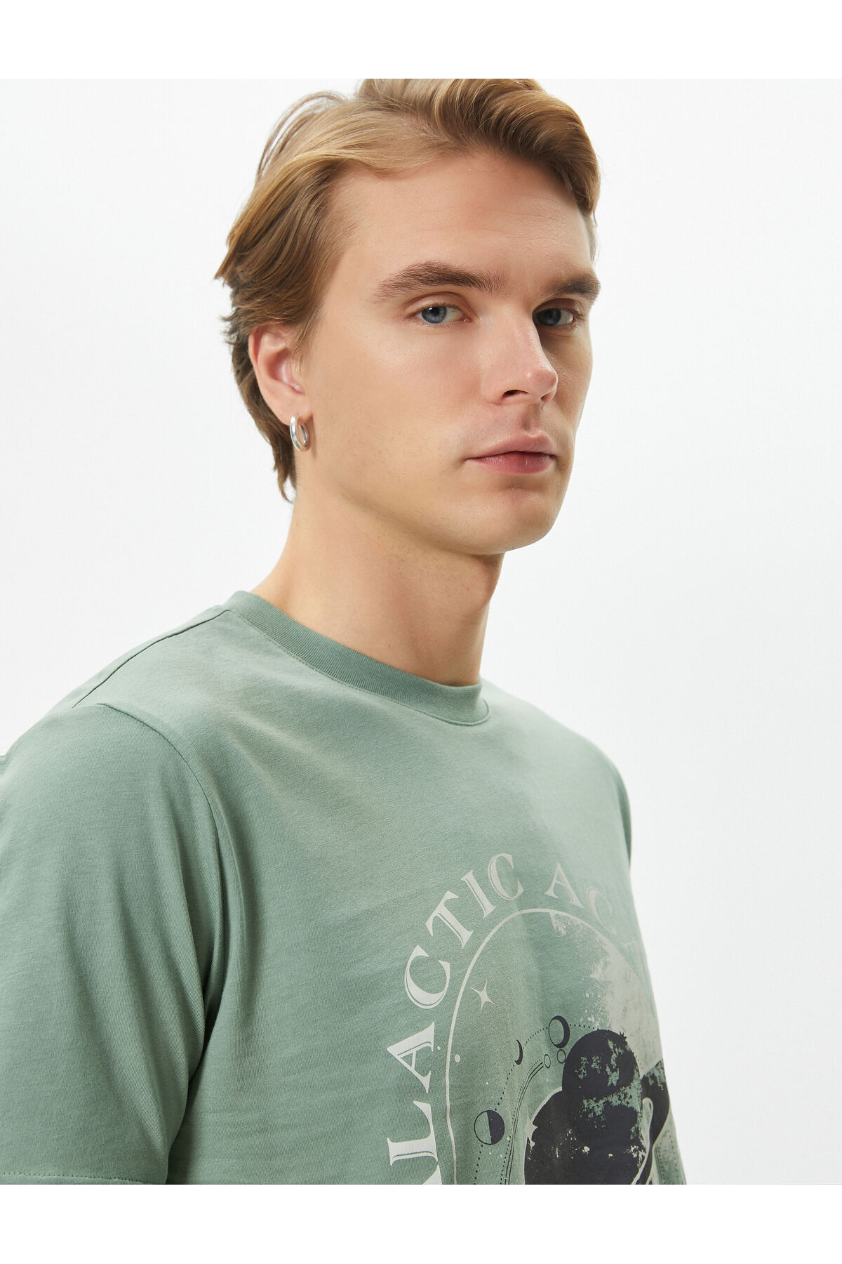 Levně Koton Motto Printed T-Shirt Space Themed Slim Fit Crew Neck Short Sleeve