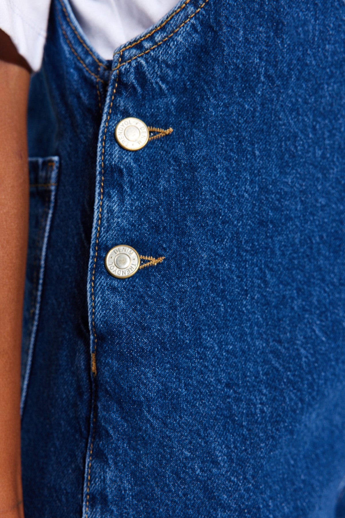 Trendyol Dark Blue Denim Overalls Jumpsuit