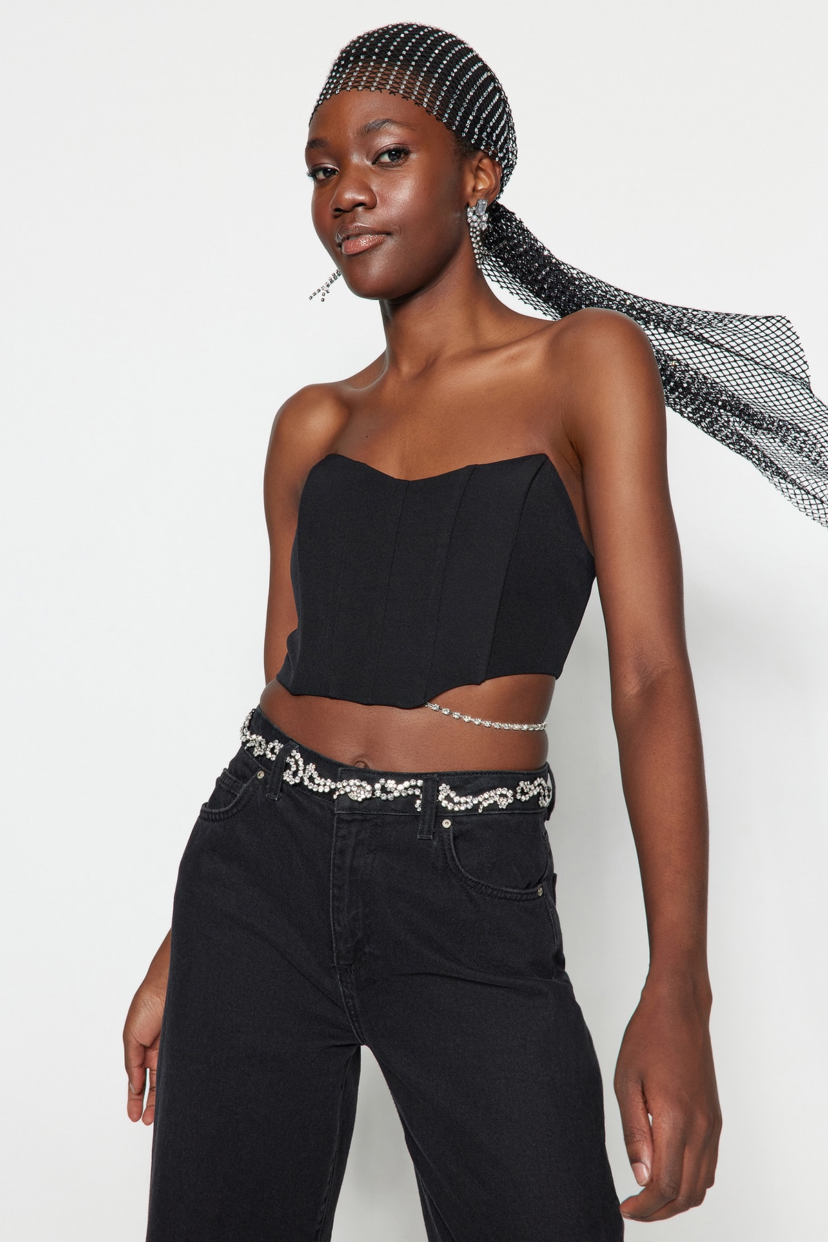 Trendyol Crop Top - Black - Plain