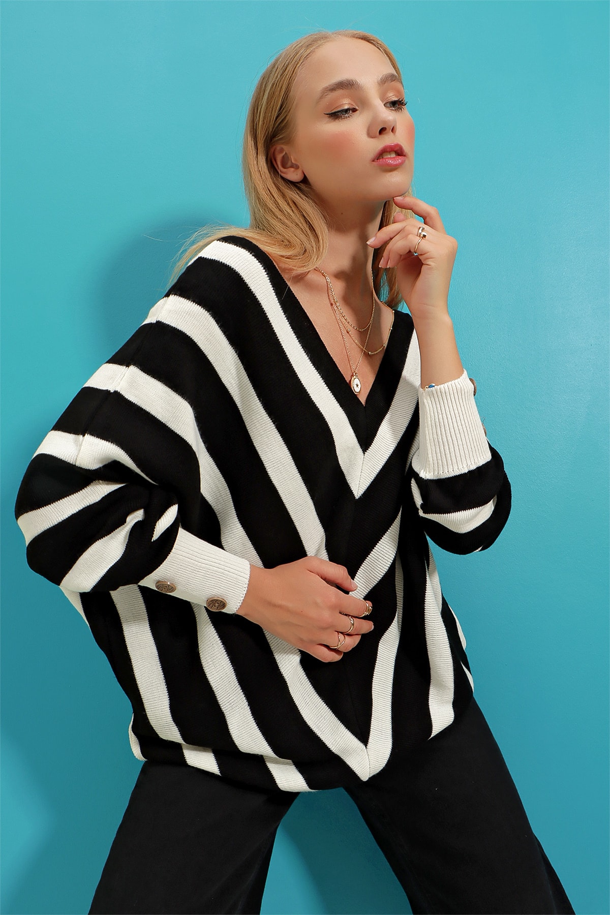 Női pulóver Trend Alaçatı Stili Zebra