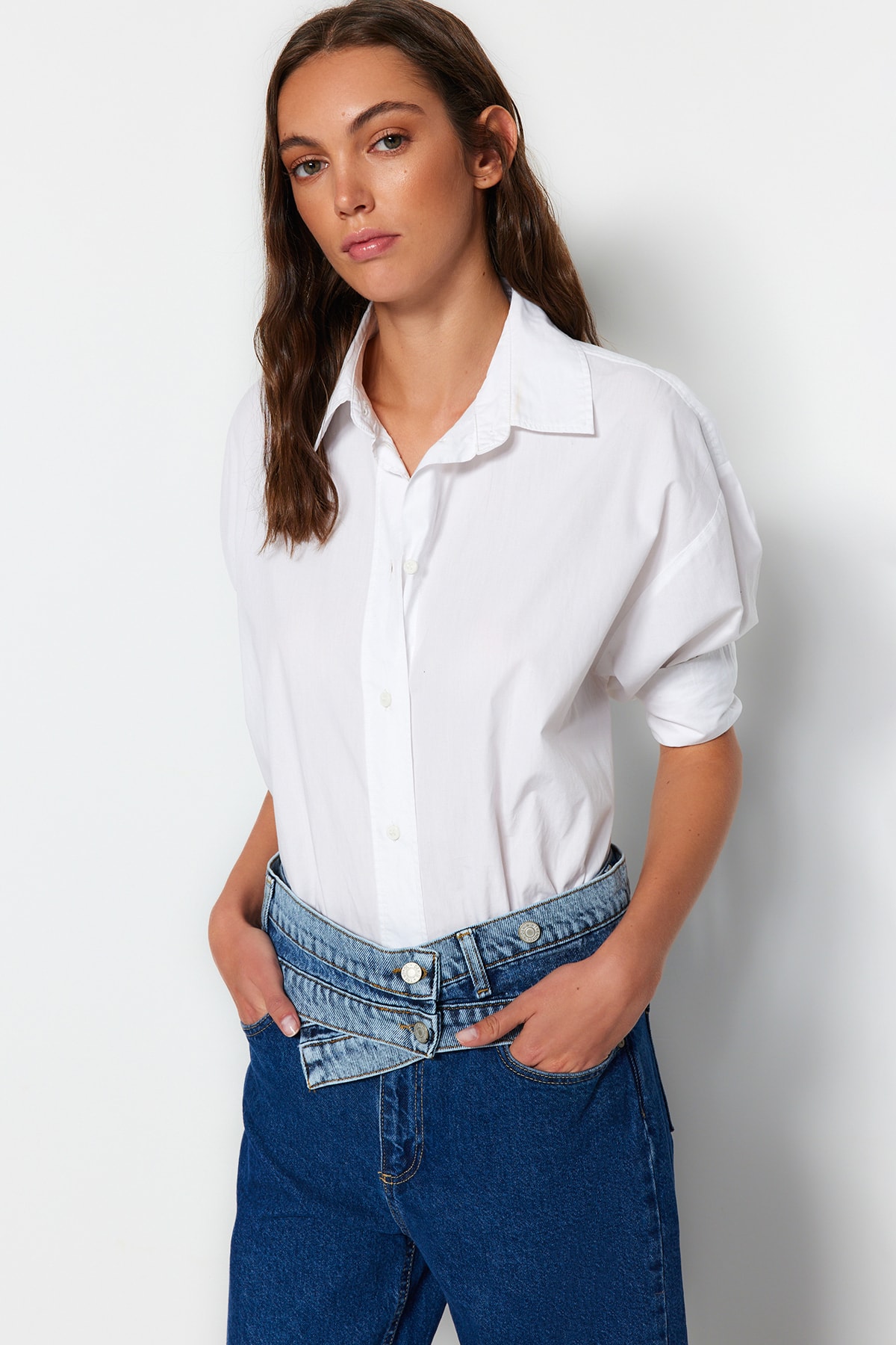 Trendyol Blue Button Detailed Denim Belt