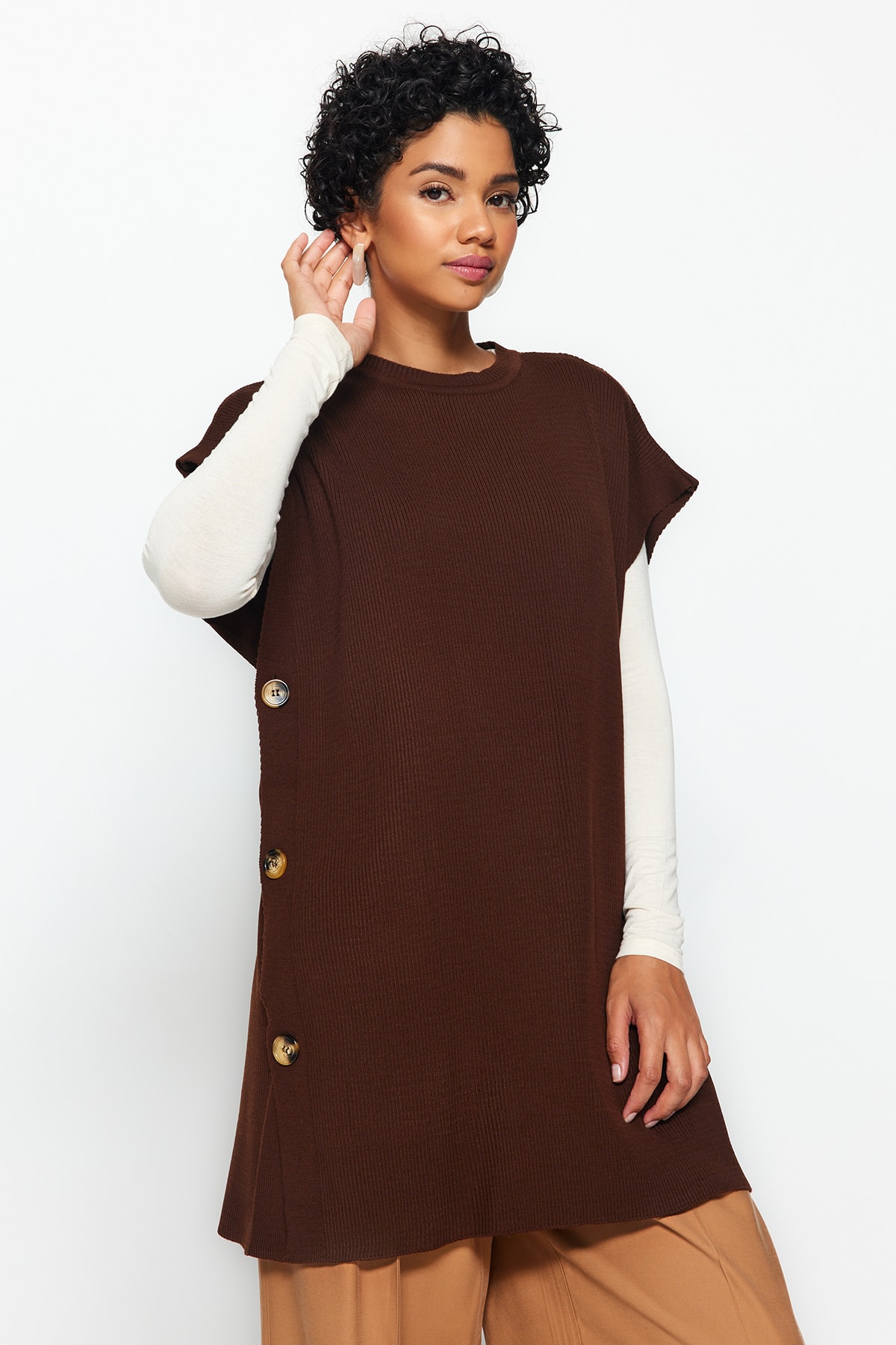 Trendyol Sweater - Brown - Relaxed fit