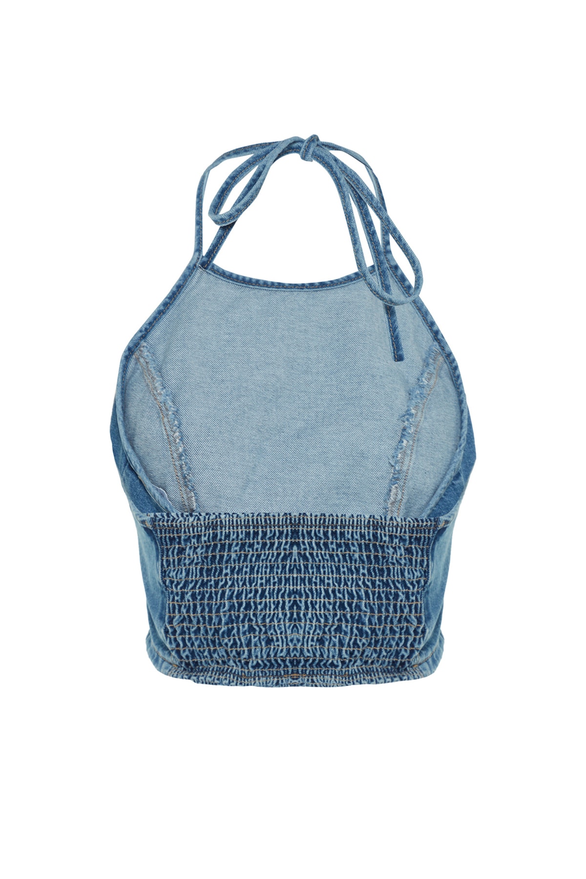 Trendyol tmavomodrý denimový bustier na vzpieranie