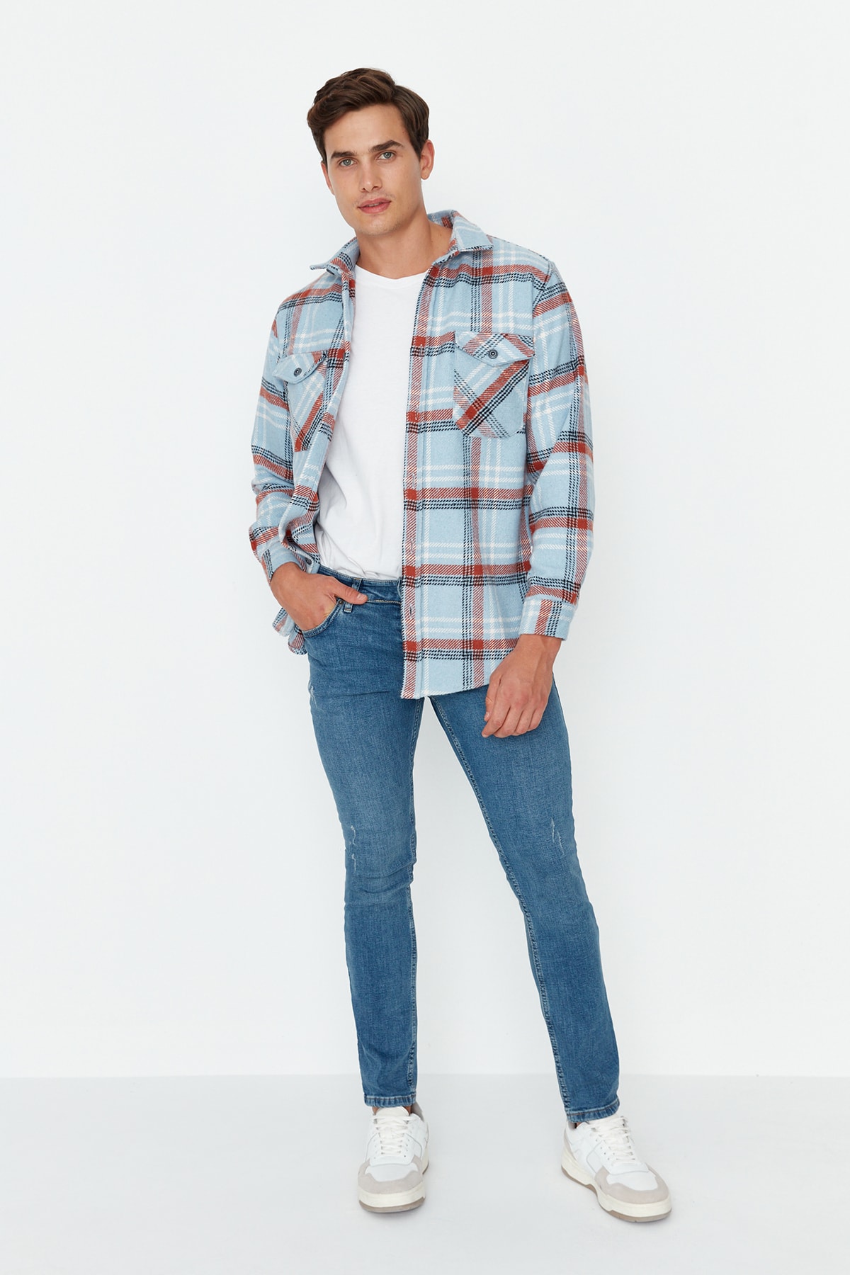 Trendyol Men's Indigo Skinny Fit Destroyed Jeans Jeans