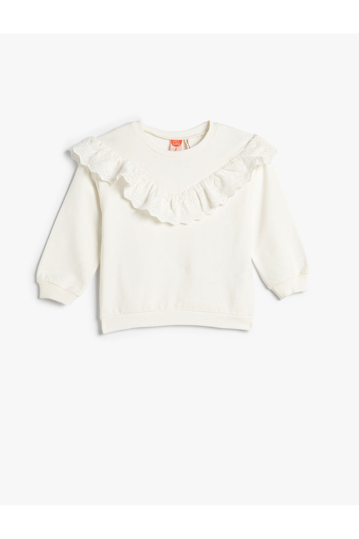 Koton Frilled Sweatshirt with Rayons Crew Neck Cotton
