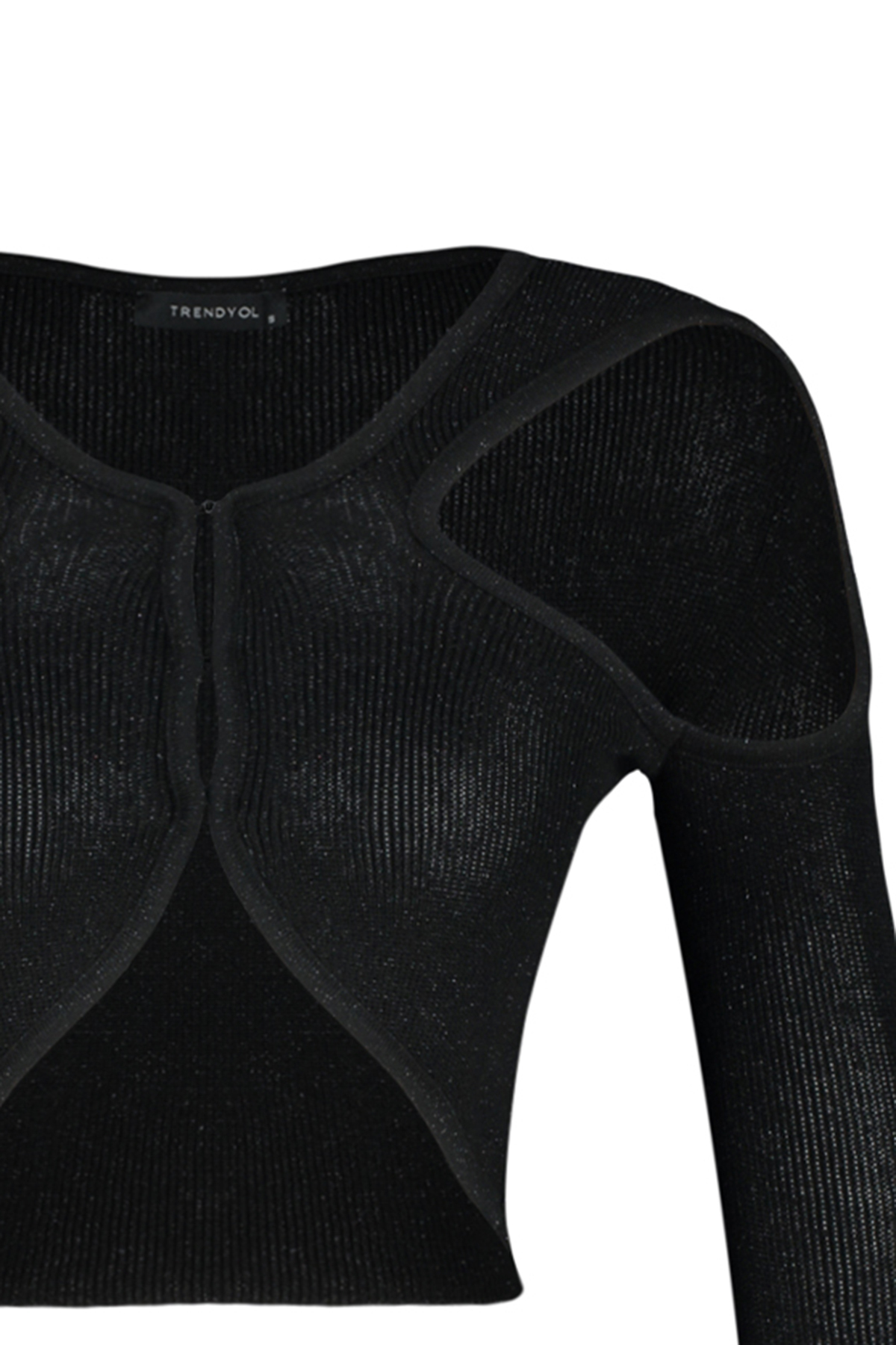 Trendyol Black Glittery Cut Out/Window Detaliat Tricotaje Pulover