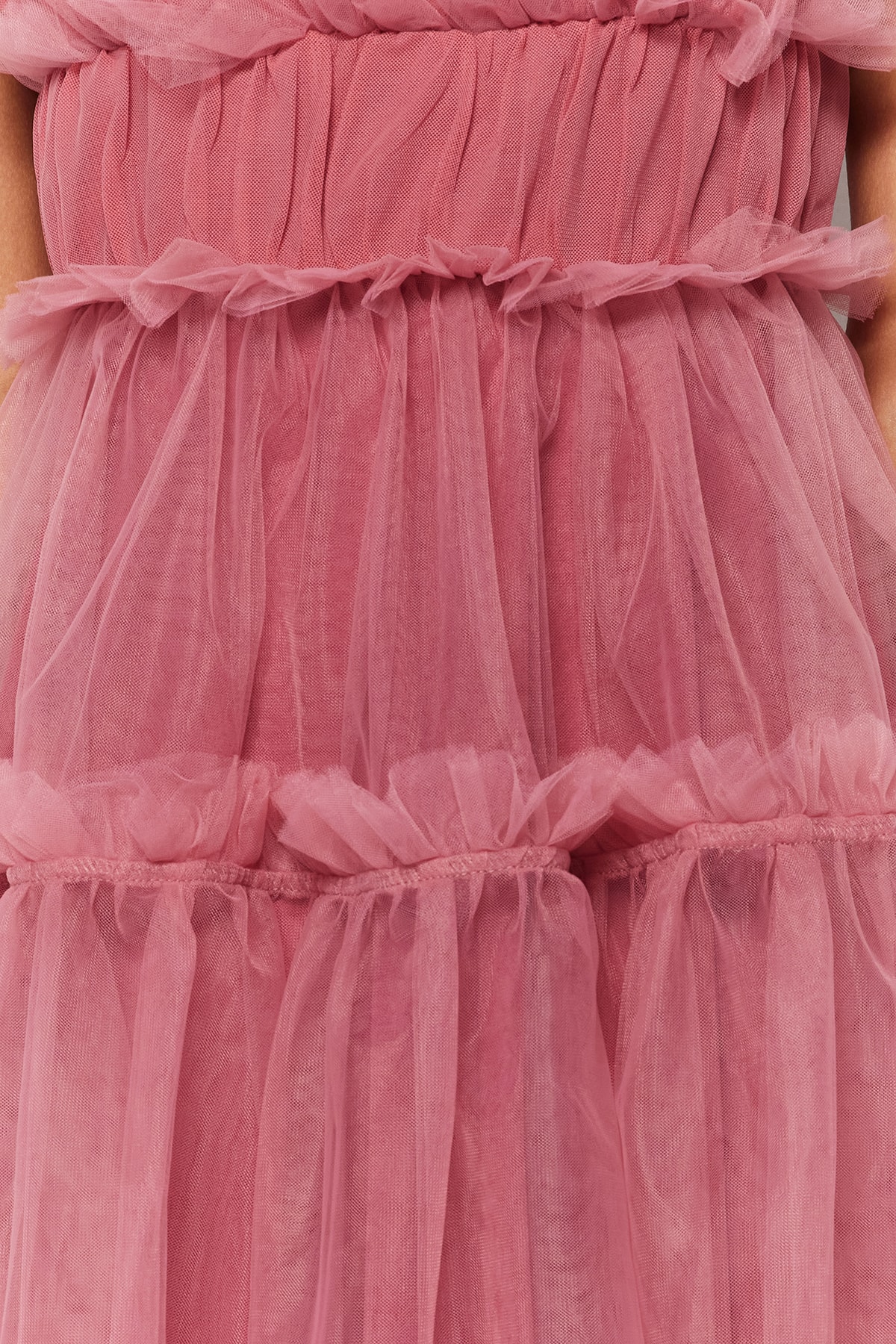 Rochie eleganta de seara Trendyol Dry Rose Tulle care se deschide in talie/patinatoare captusita