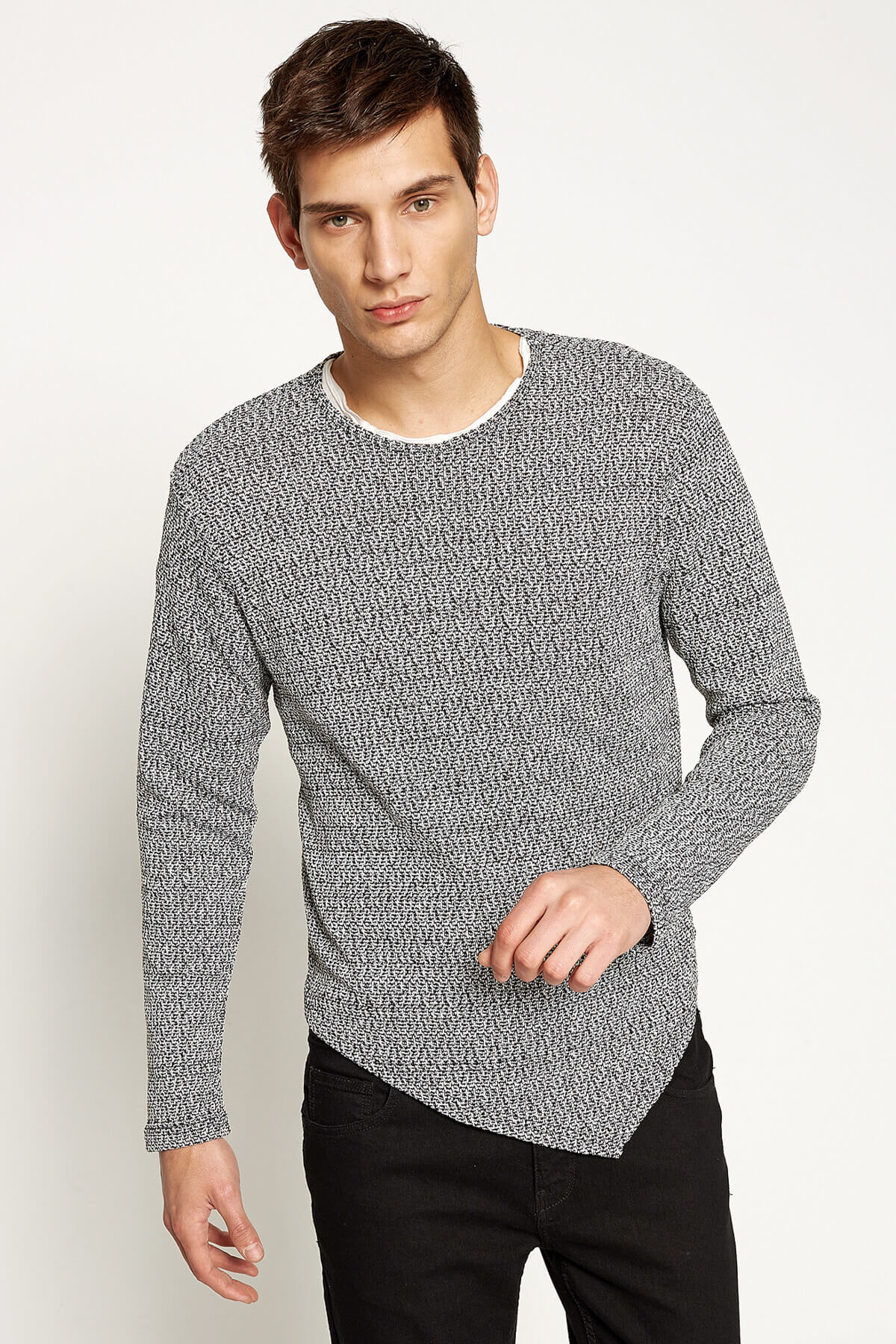 Koton Men's Black Patterned Sweater