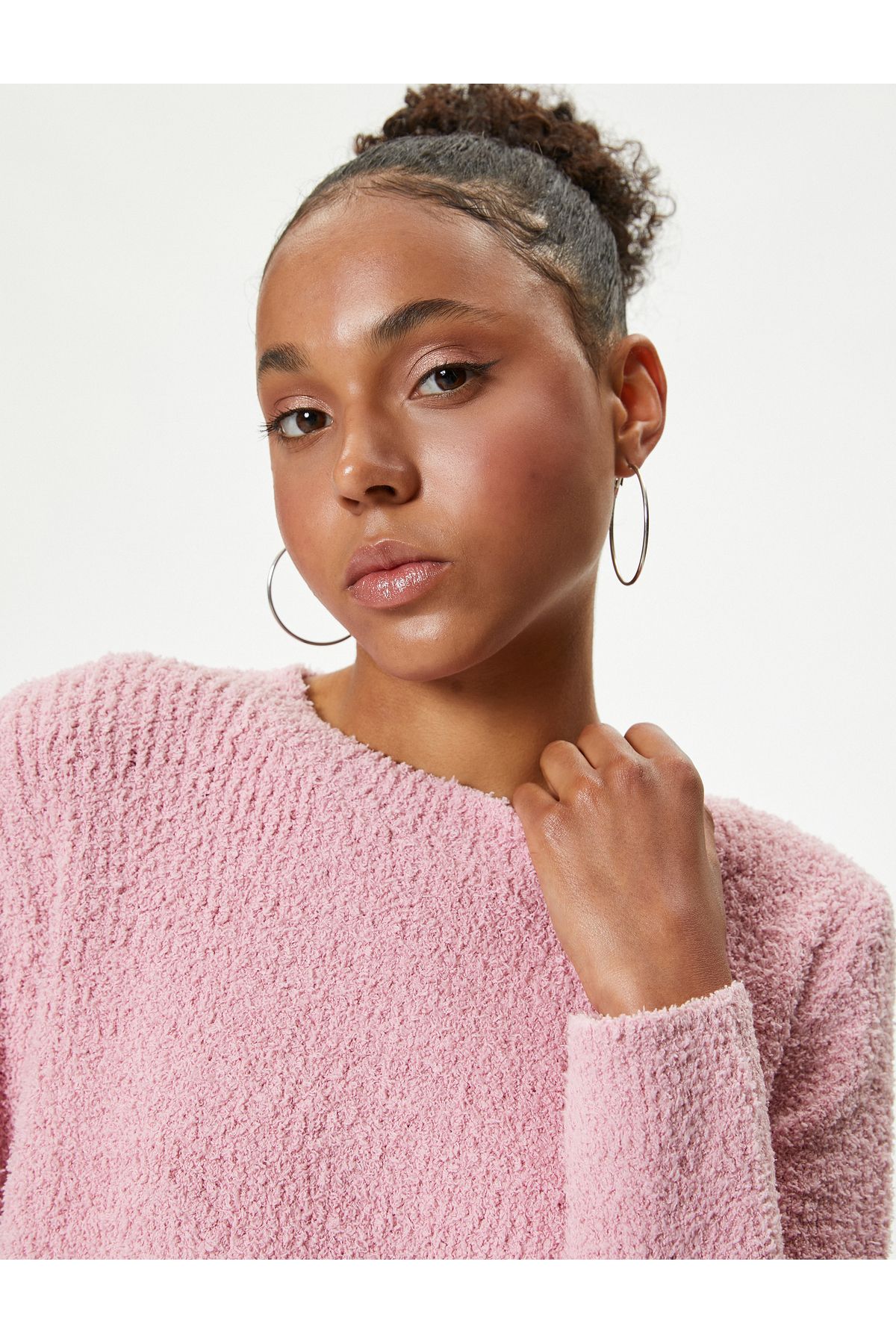 Koton Crew Neck Knitted Sweater Soft Texture Long Sleeve