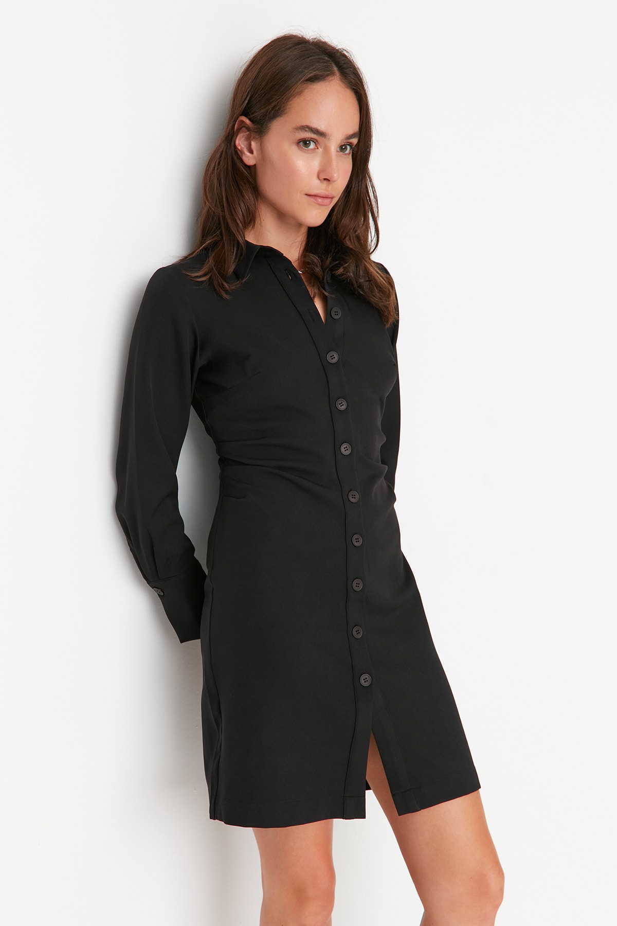 Trendyol Black Mini Woven Shirt Dress
