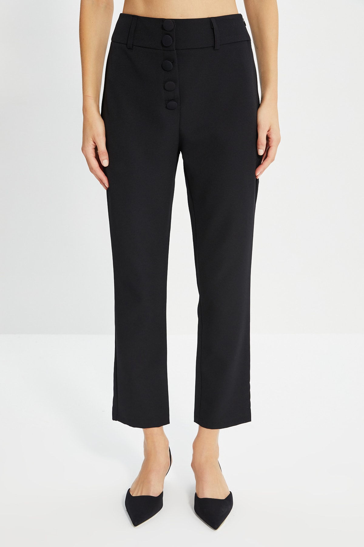 Trendyol Black Button pantaloni de țigară detaliate