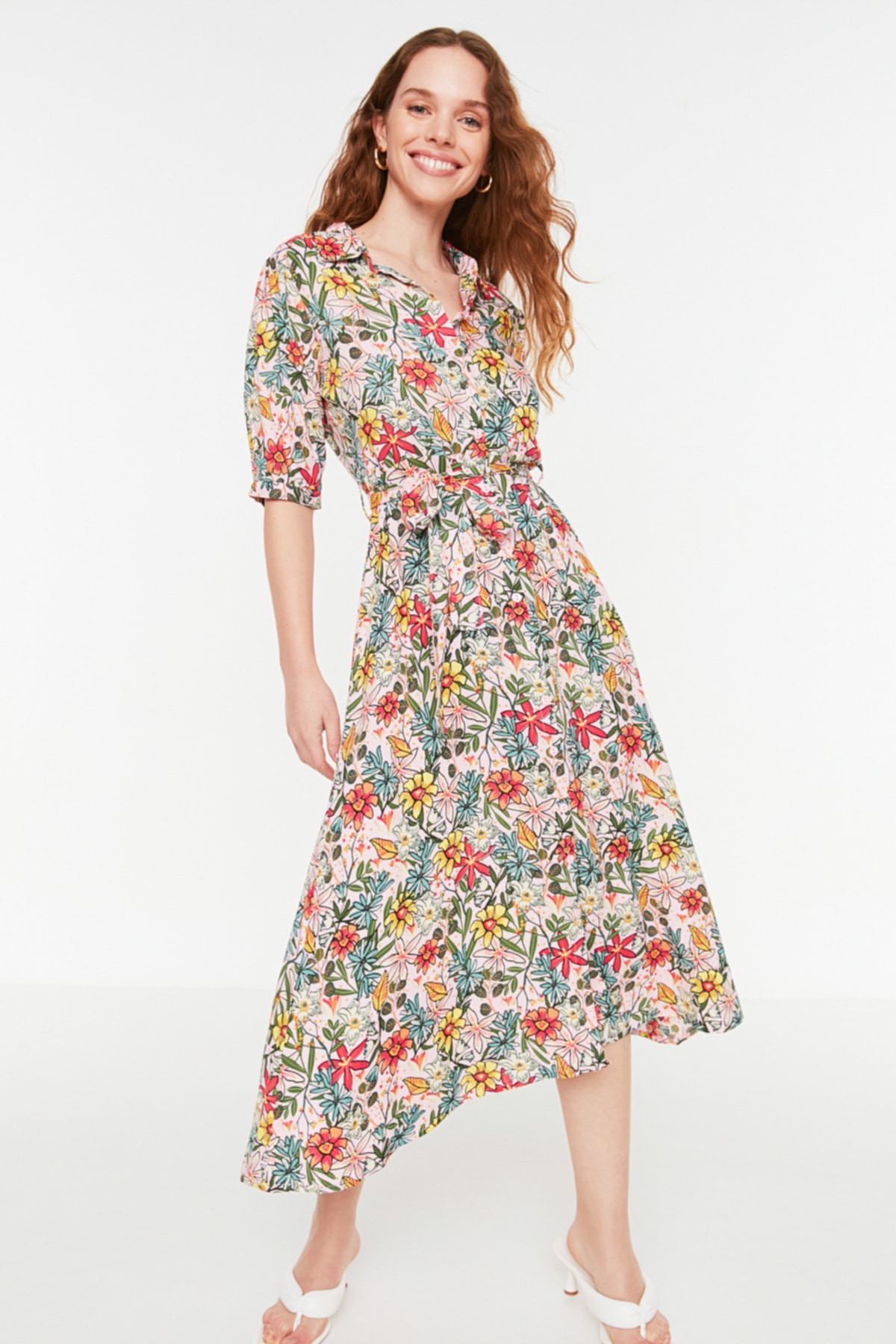 Rochie damă, Trendyol MultiColored BeltEd Shirt Dress