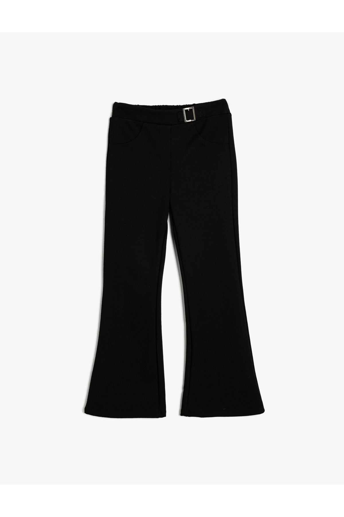 Koton Spanish Leg Trousers Slim Fit Metal Buckle Detail Viscose Blend